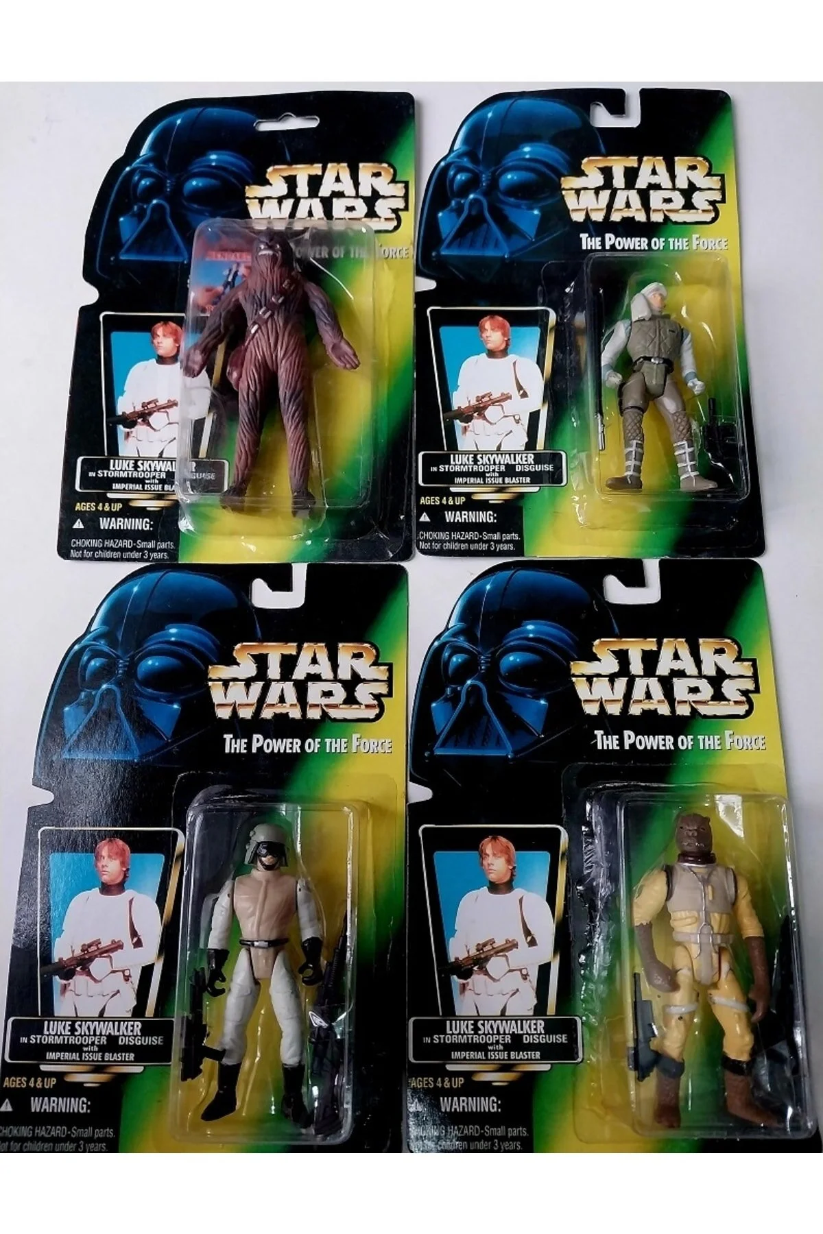 اسباب بازی های فیگور دیگر STARWARS FOUR FIGURE RIFLE WEAPON BOSSK CHEWBACCA ROBOT LUKE SKYWALKER STORMTROOPER از ترکیه Star Wars