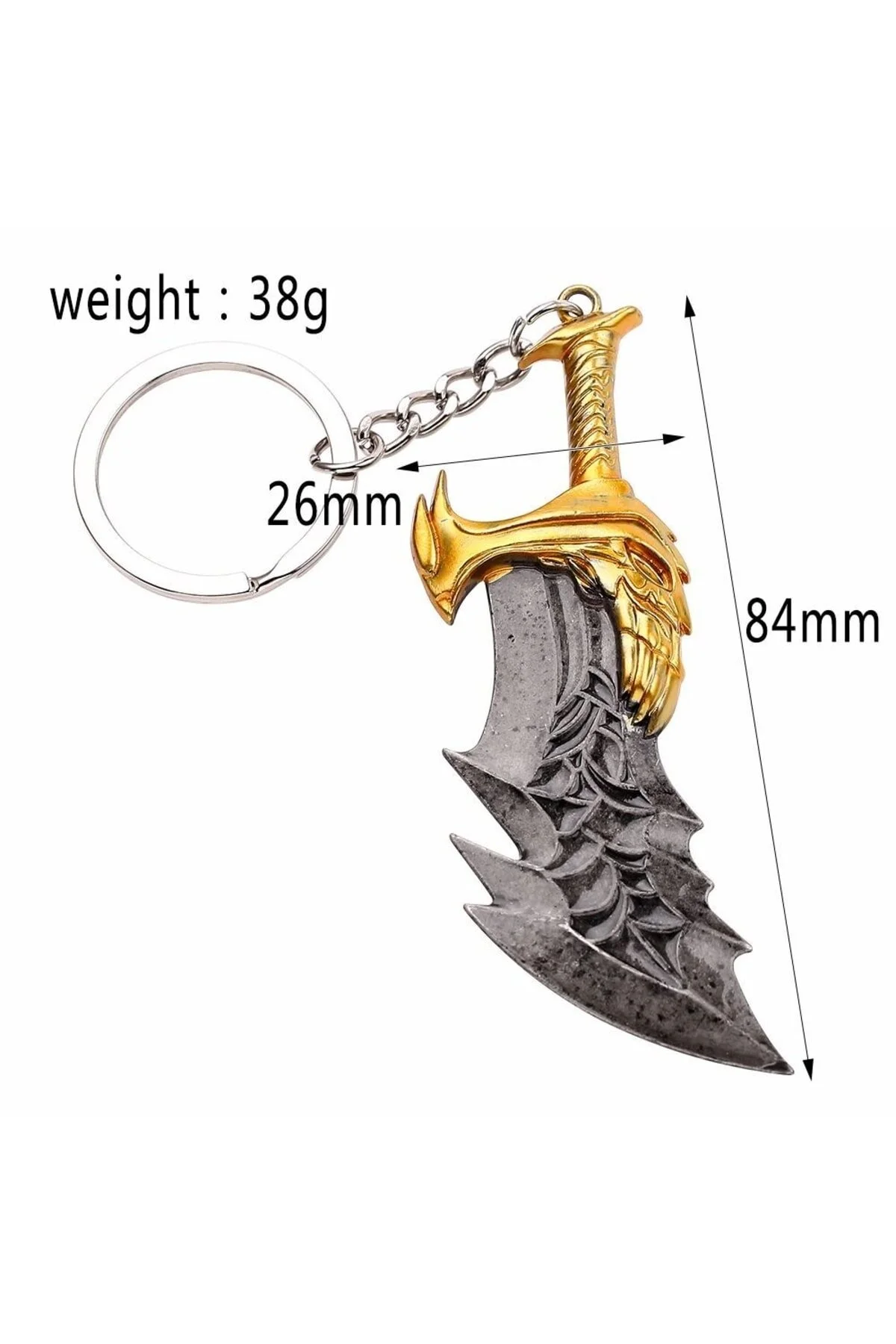 جلیقه کلید GOD OF WAR GOW RAGNAROK KRATOS BLADE CHAOS BLADES KEYCHAIN METAL PLAYSTATION 5 GOLD Genel Markalar