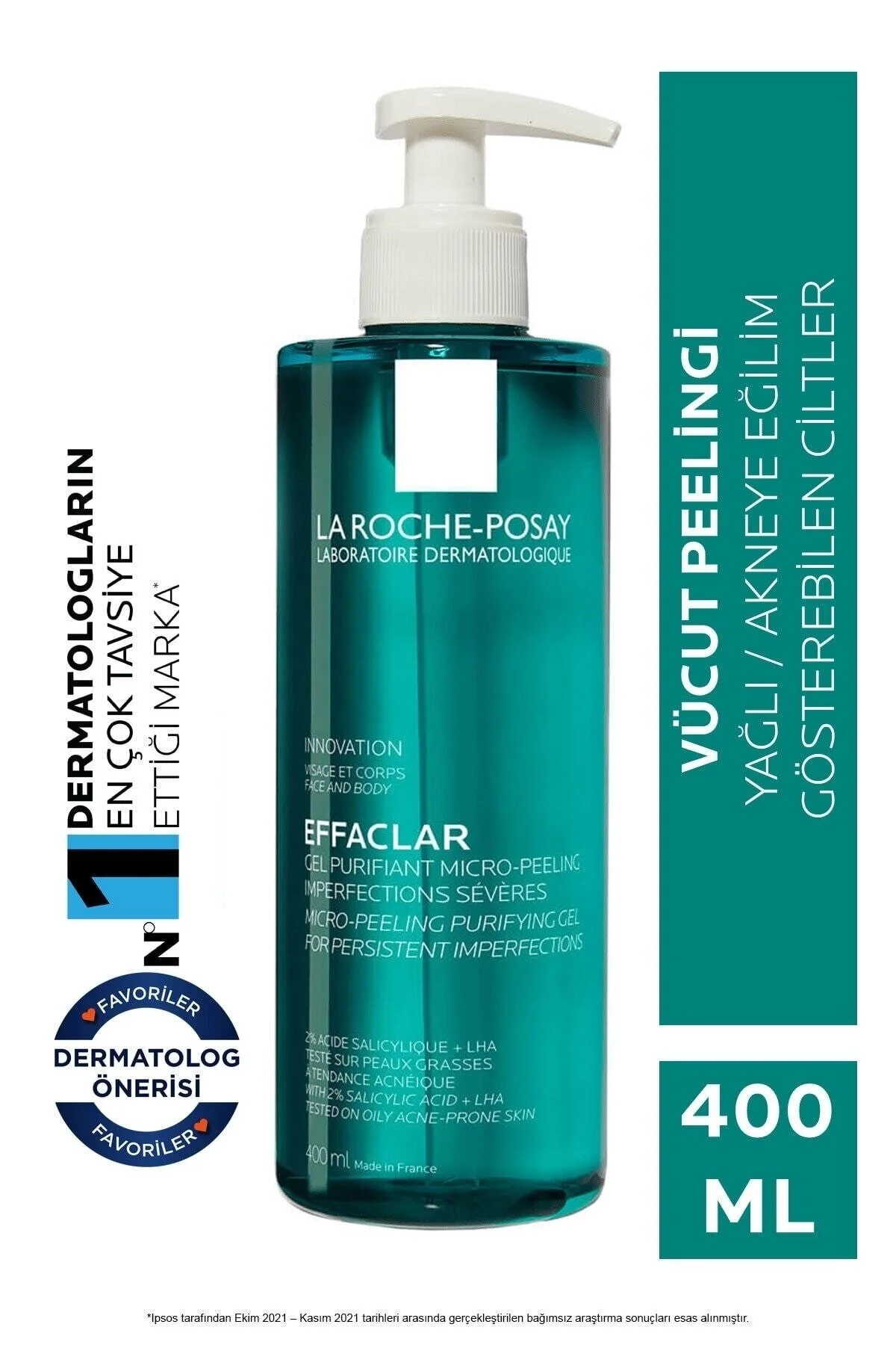 La Roche Posay ژل تصفیه کننده میکرو پیلینگ افاکلار 400 میلی لیتر پوست آکنه ای