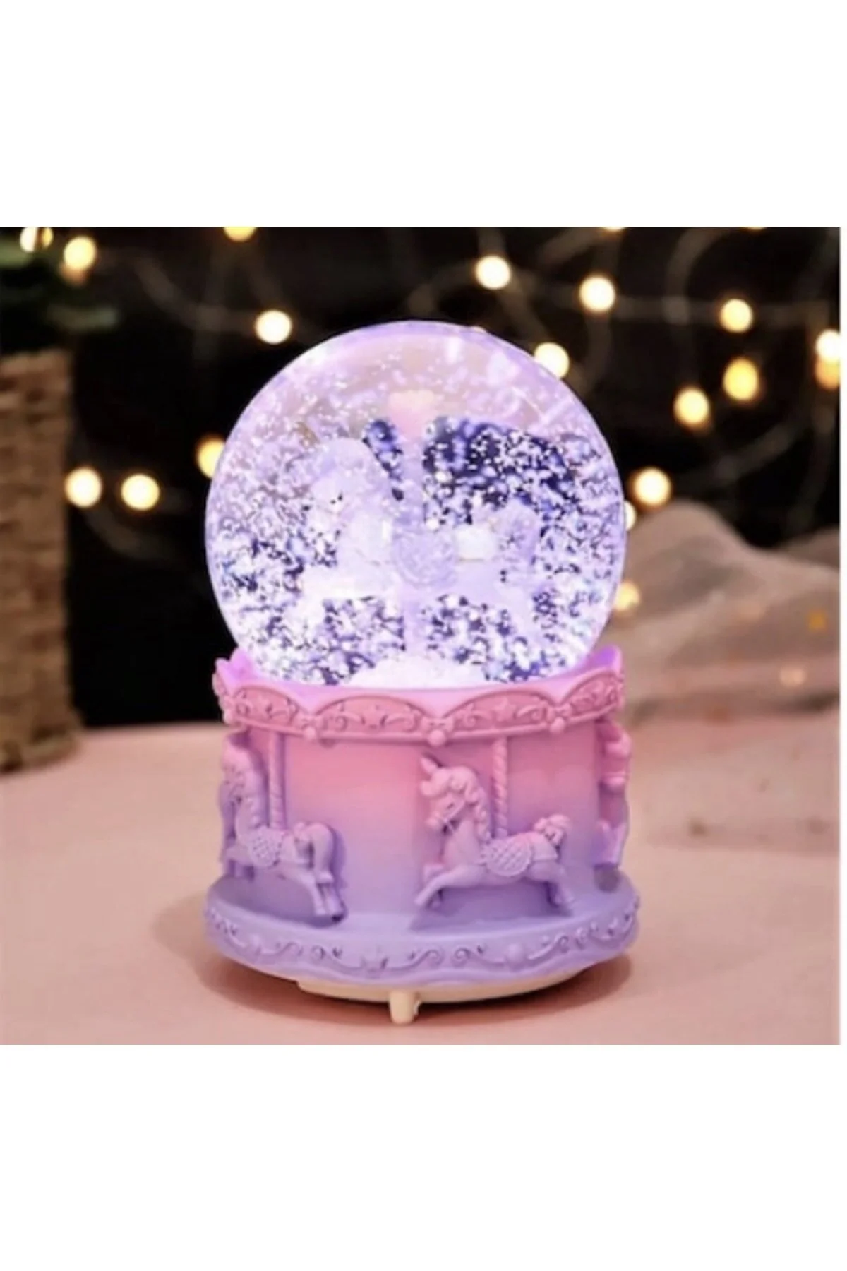 گوی برفی SNOW GLOBE CAROUSEL سایز بزرگ نورپردازی شده موزیکال SPRAYING از ترکیه sy süsyağmuru