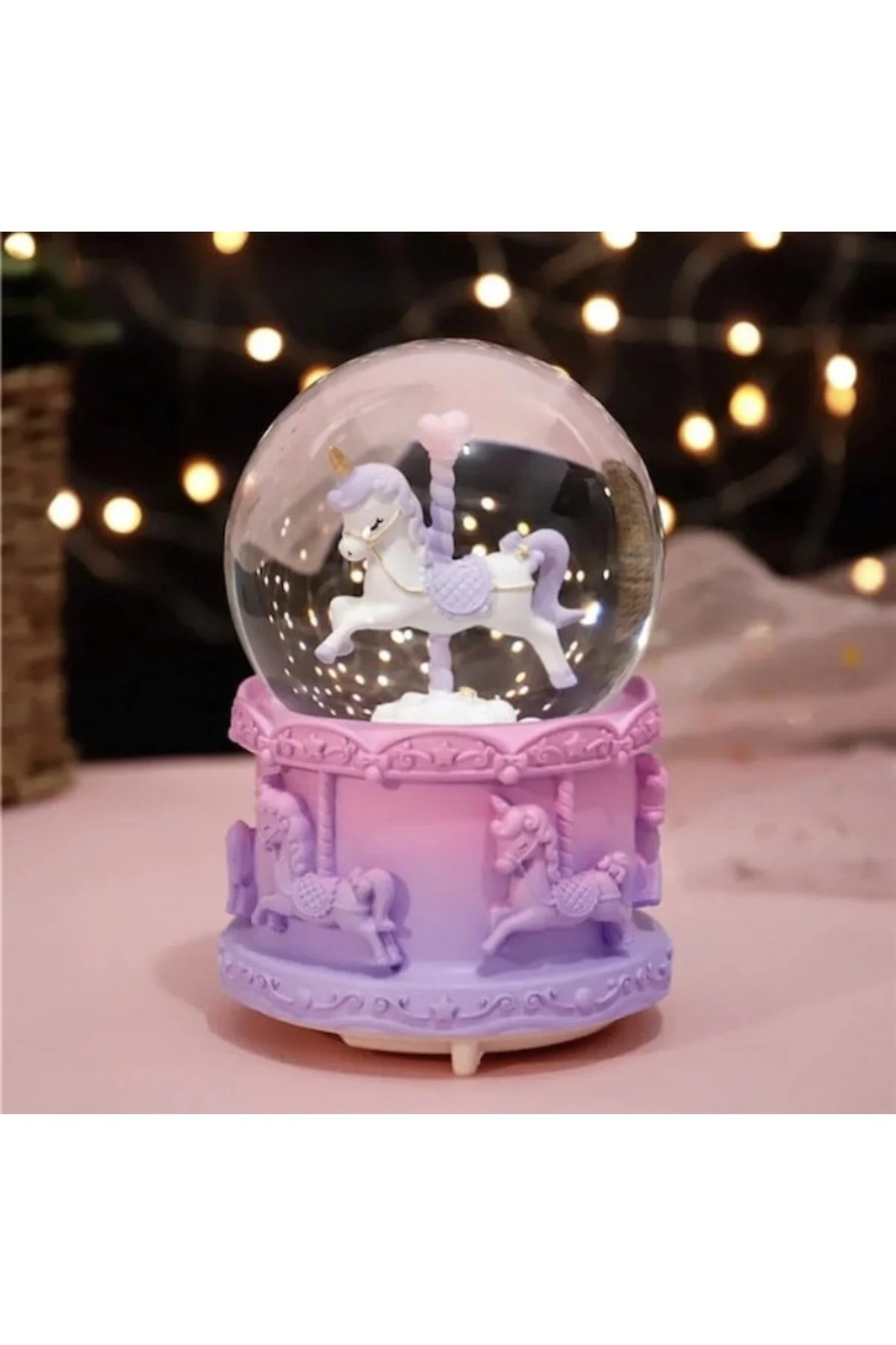 گوی برفی SNOW GLOBE CAROUSEL سایز بزرگ نورپردازی شده موزیکال SPRAYING از ترکیه sy süsyağmuru