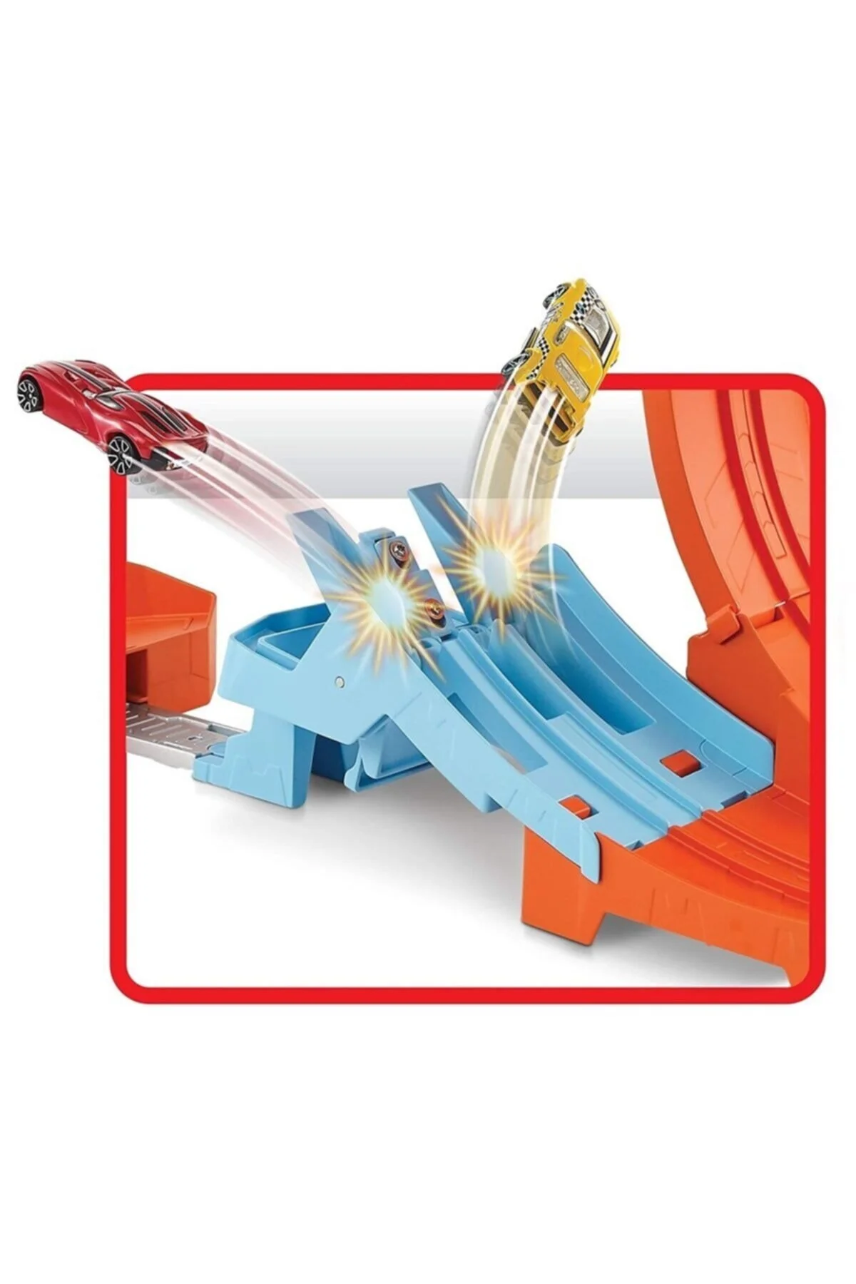ماشین اسباب بازی سفید قهرمانی مسیر آکروباتیک دایره Gbf81 Gtv13 HOT WHEELS