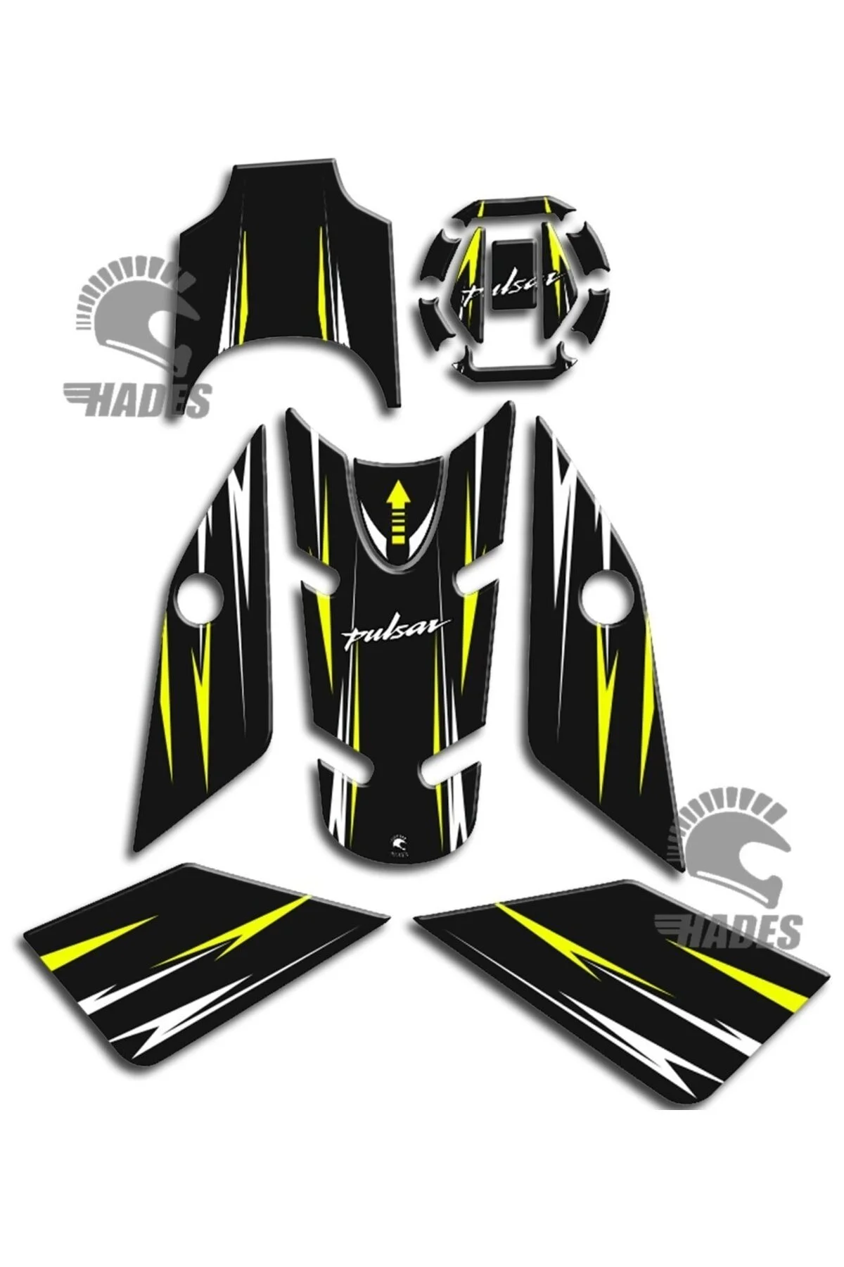 محافظ باک و برچسب ست پد مخزن BAJAJ PULSAR NS200 BLACK N.F. hades motosiklet aksesuarları