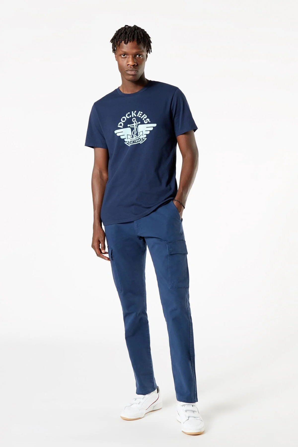 تی شرت آبی مردانه آرم T Shirt لیوایز اورجینال Dockers