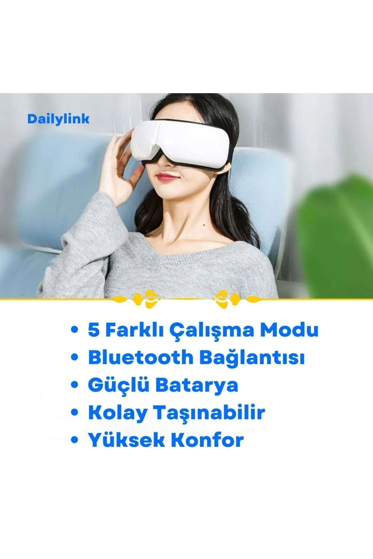ماساژور صورت موسیقی بلوتوث چشم ماساژ چهره درمانی شارژ شده DailyLink