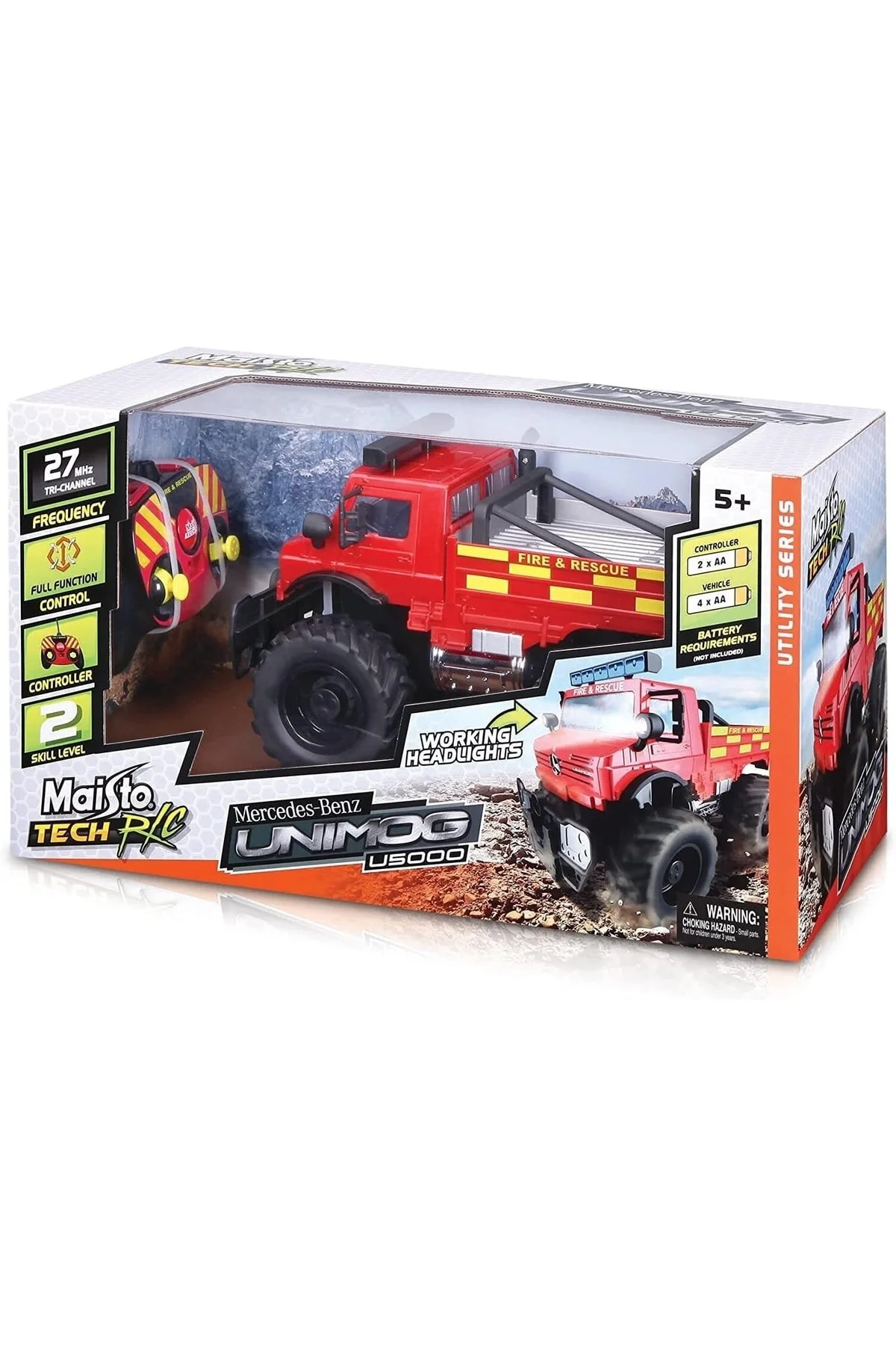 اسباب بازی های کنترل از راه دور MERCEDES BENZ FIRE RESCUE UNIMOG U5000 1 16 کامیون شده Maisto