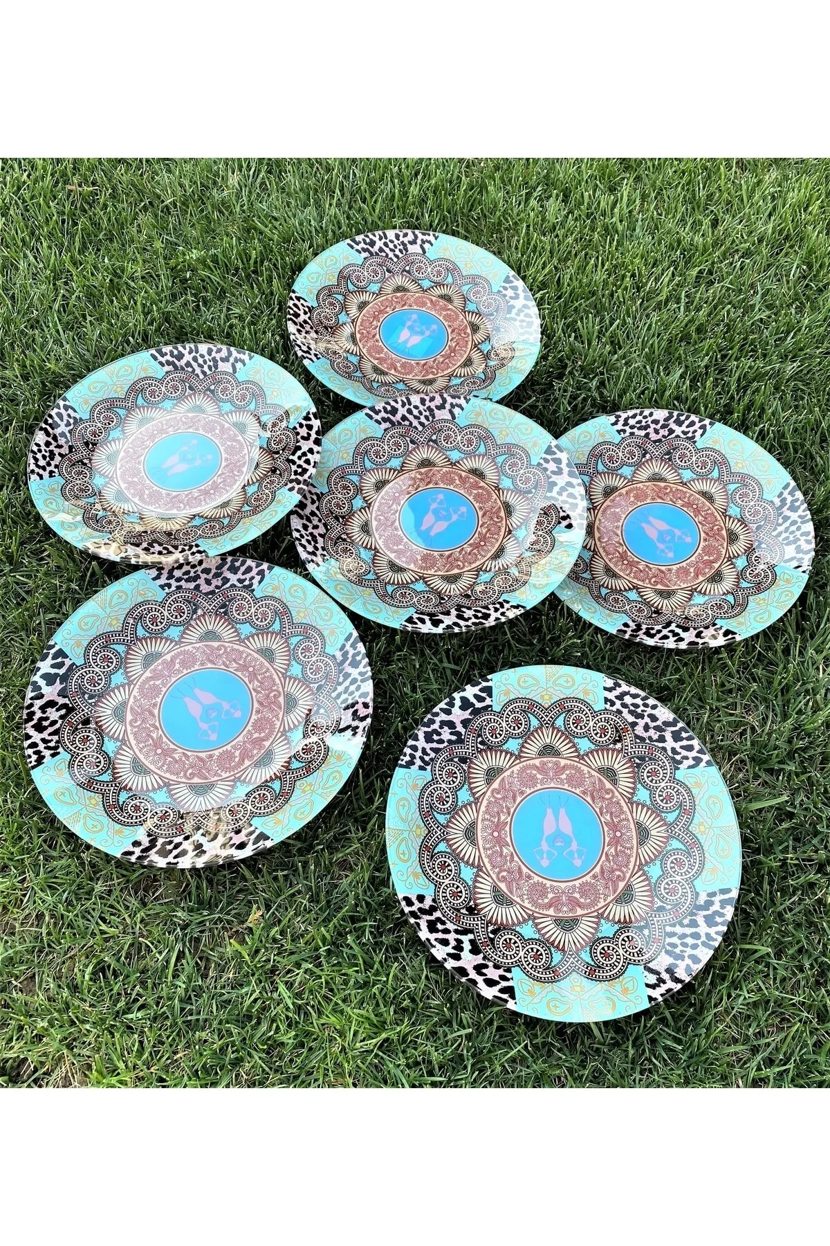 بشقاب چند رنگ زنجیره 6 صفحه 26 سانتی متر Lucky Art