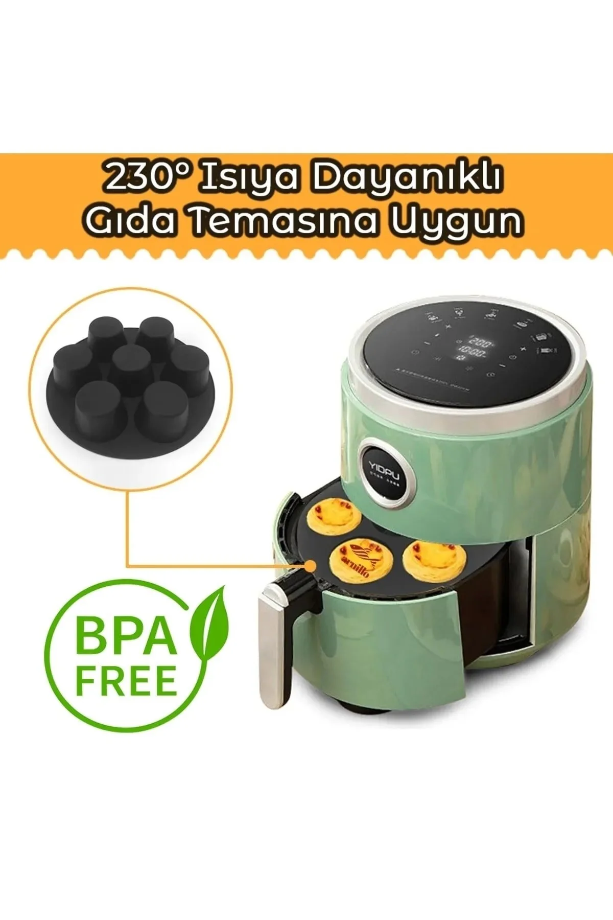 سرخ کن مشکی 7 قطعه کیک مافین و پخت دونات پز قالب سیلیکون سیاه BPA رایگان İLİVA