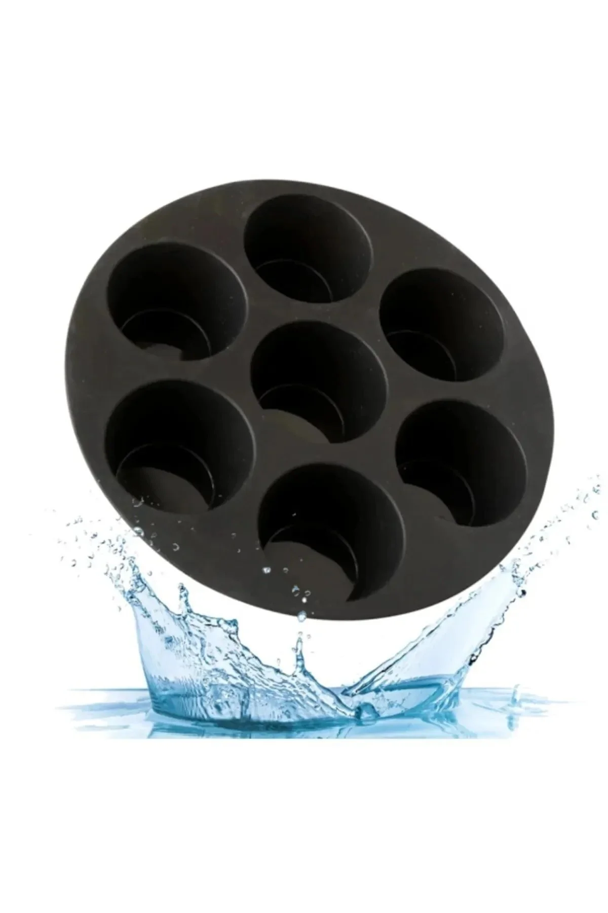 سرخ کن مشکی 7 قطعه کیک مافین و پخت دونات پز قالب سیلیکون سیاه BPA رایگان İLİVA