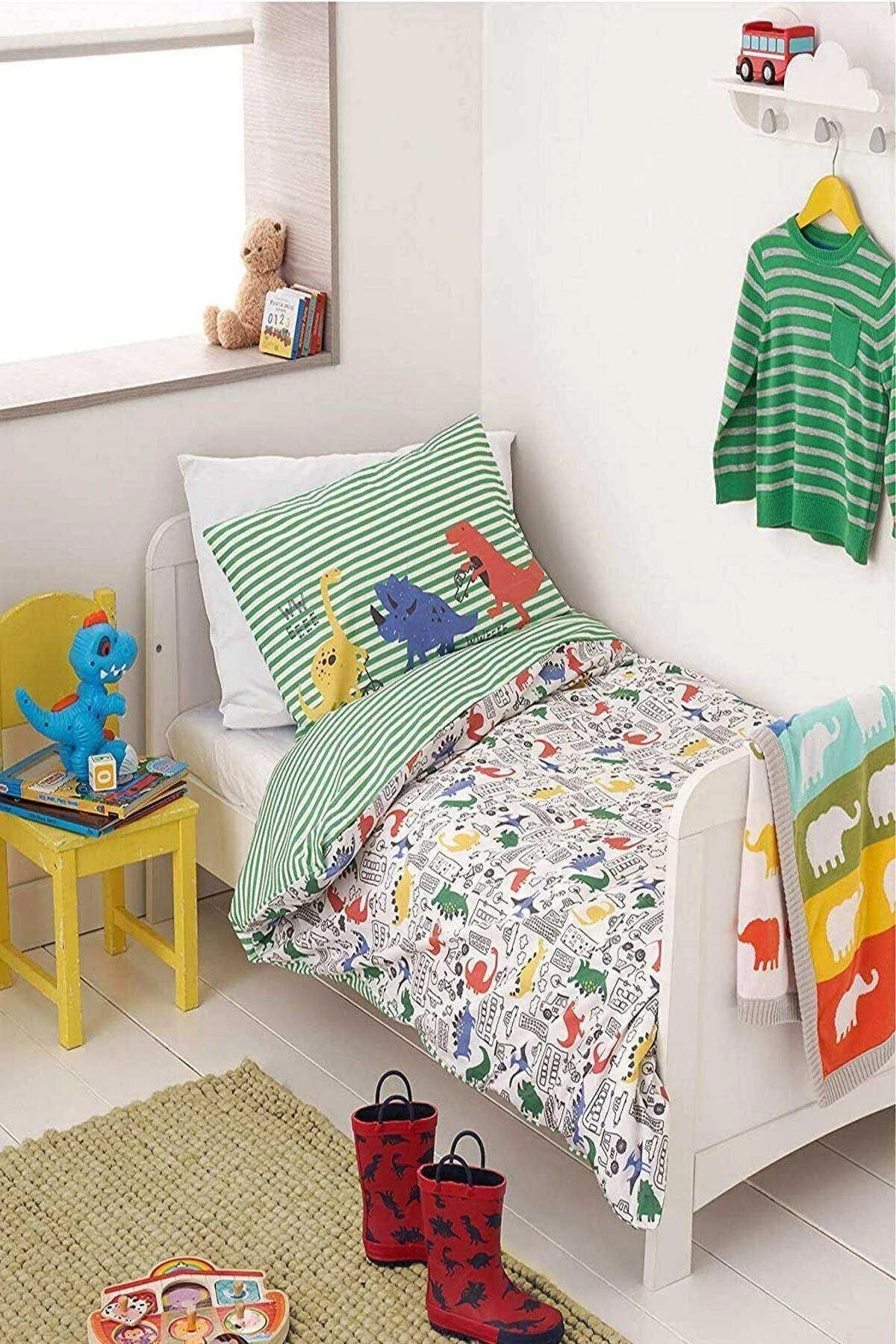 ست کاور لحاف نوزاد و کودک پسرانه دخترانه بچگانه جلد دوتایی دایناسور مجموعه 100X150 Mothercare