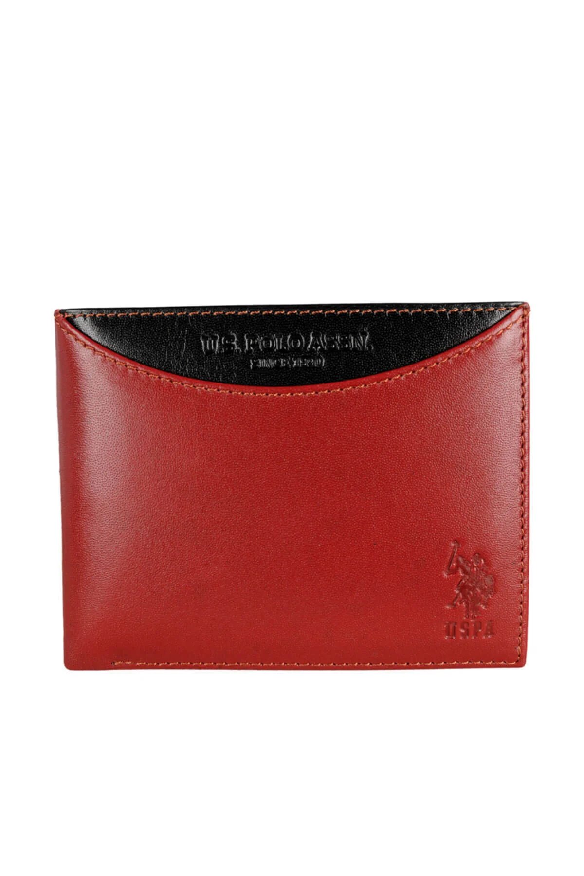 کیف پول مردانه چرم طبیعی رنگ بوردو U.S. Polo Assn.