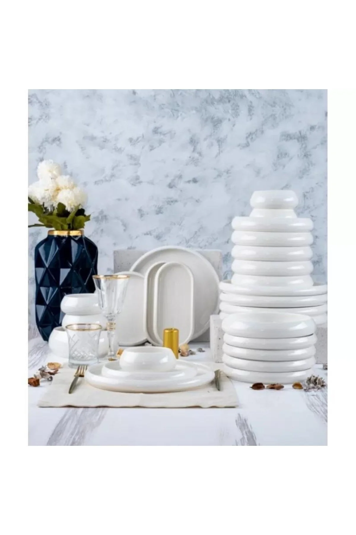 سرویس غذاخوری سفید 6 نفره Bianco Perla Full Moon اجار ACAR