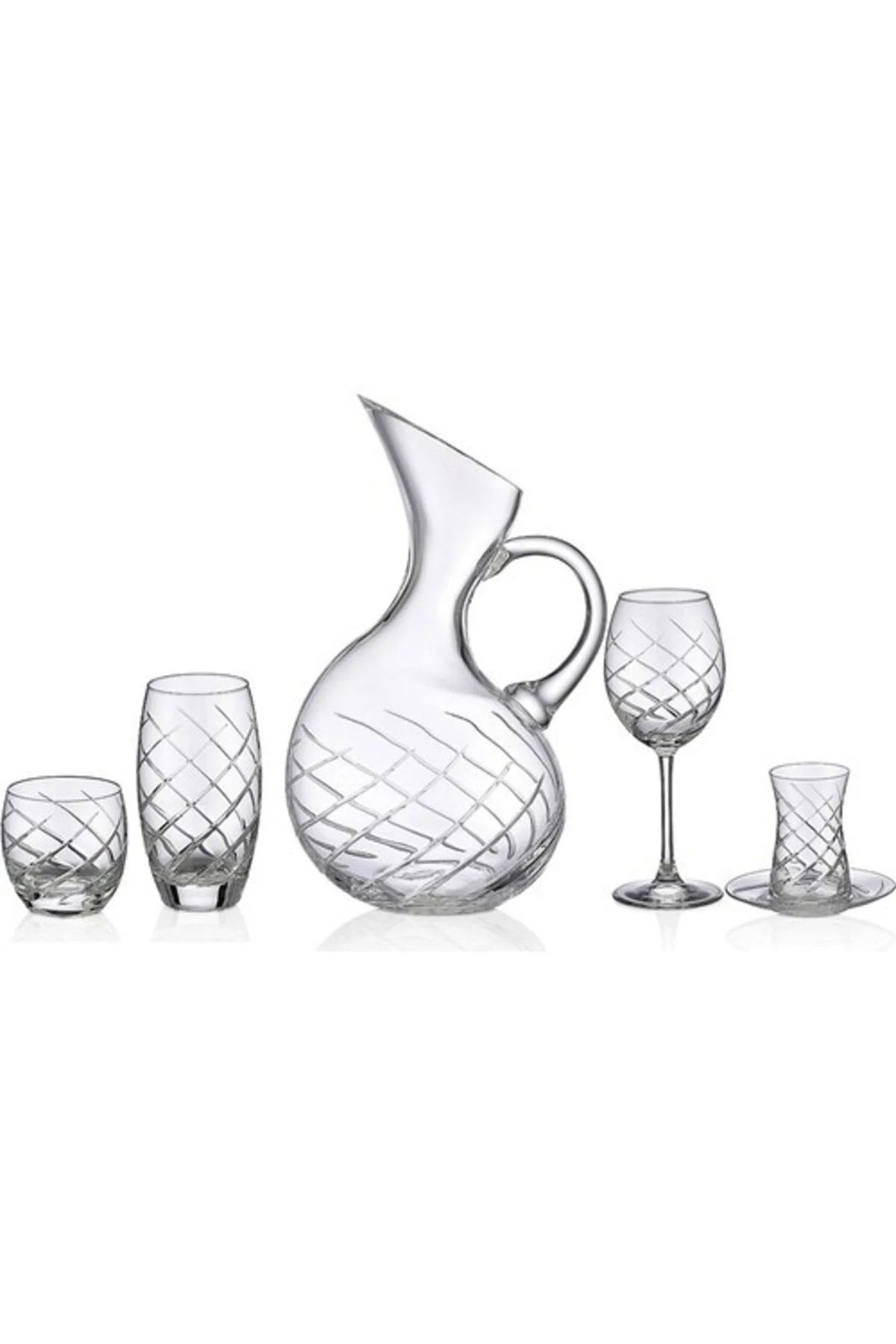 پارچ و تنگ سفید مردانه زنانه هارمونی ساده 31 قطعه شیشه ای Sofra ارائه جهیزیه مجموعه آب دکوراسیون دست برش  KCD