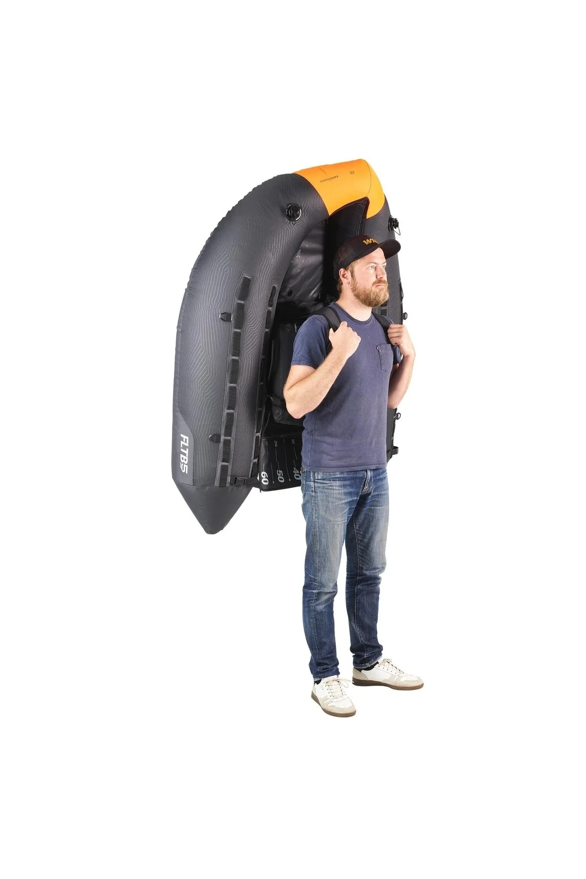 قایق بادی خاکستری بوت تورم شیلات نارنجی FLTB 5 V2. دکتلون Decathlon
