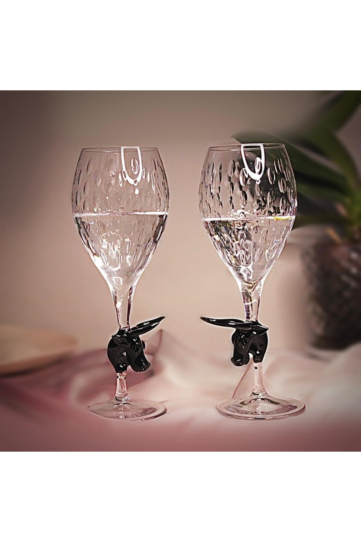 لیوان پایه‌دار گلاس شکل شیشه ای دست ساز سیاه و سفید برش تزئین 2 تکه شراب ADAMODART