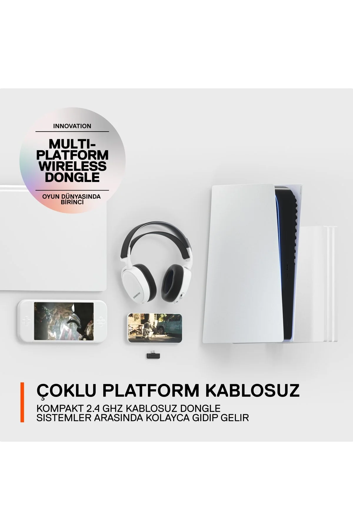 هدست مخصوص بازی ARCTIS 7 PLUS WHITE MULTI PLATFORM WIRELESS بی سیم 7.1 پخش کننده USB C SteelSeries