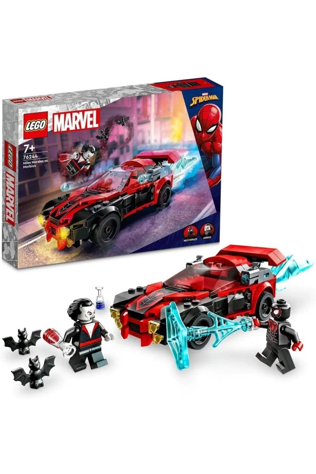 لگو MARVEL MILES MORALES در برابر MORBIUS 76244 7 سال بالاتر برای یک مینی پیکور ماشین اورجینال LEGO