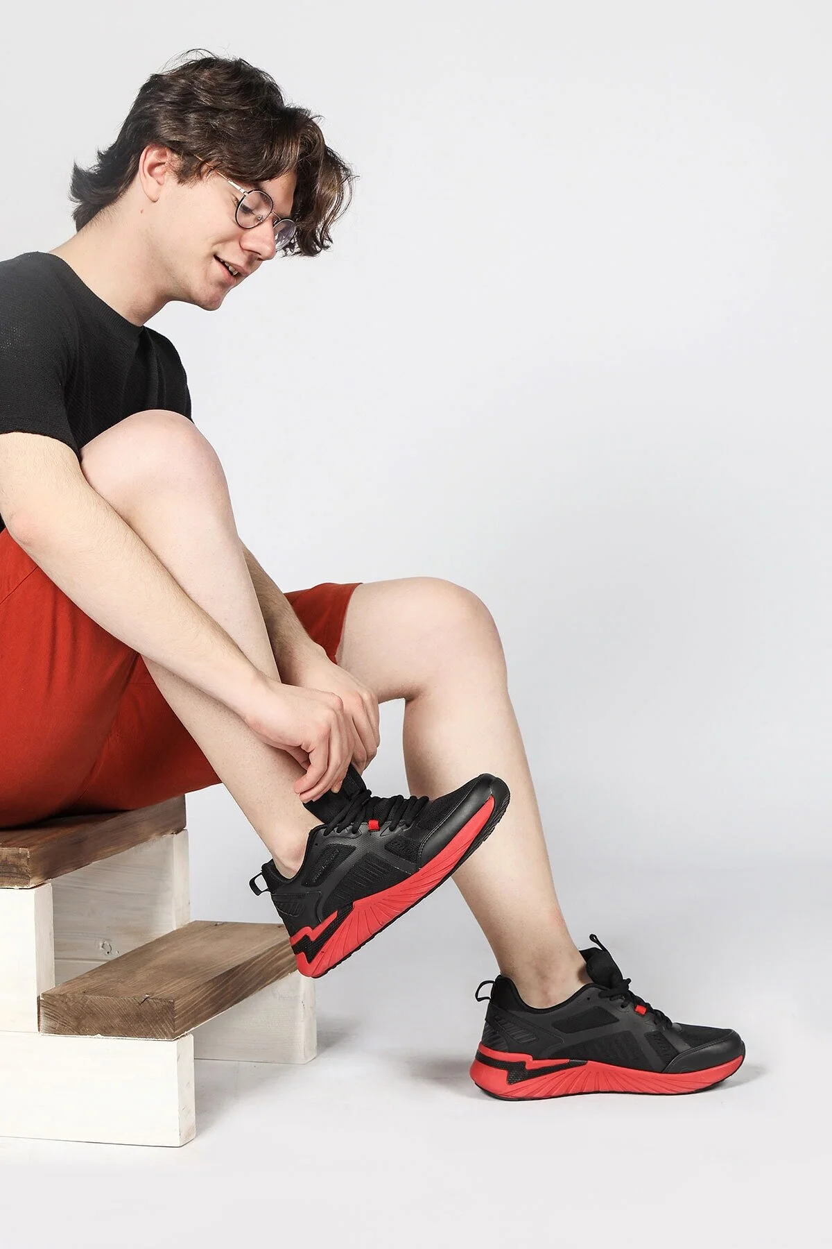 اسنیکر مشکی مردانه کتانی اسپورت ورزشی نارنجی جامپ برند US Jump