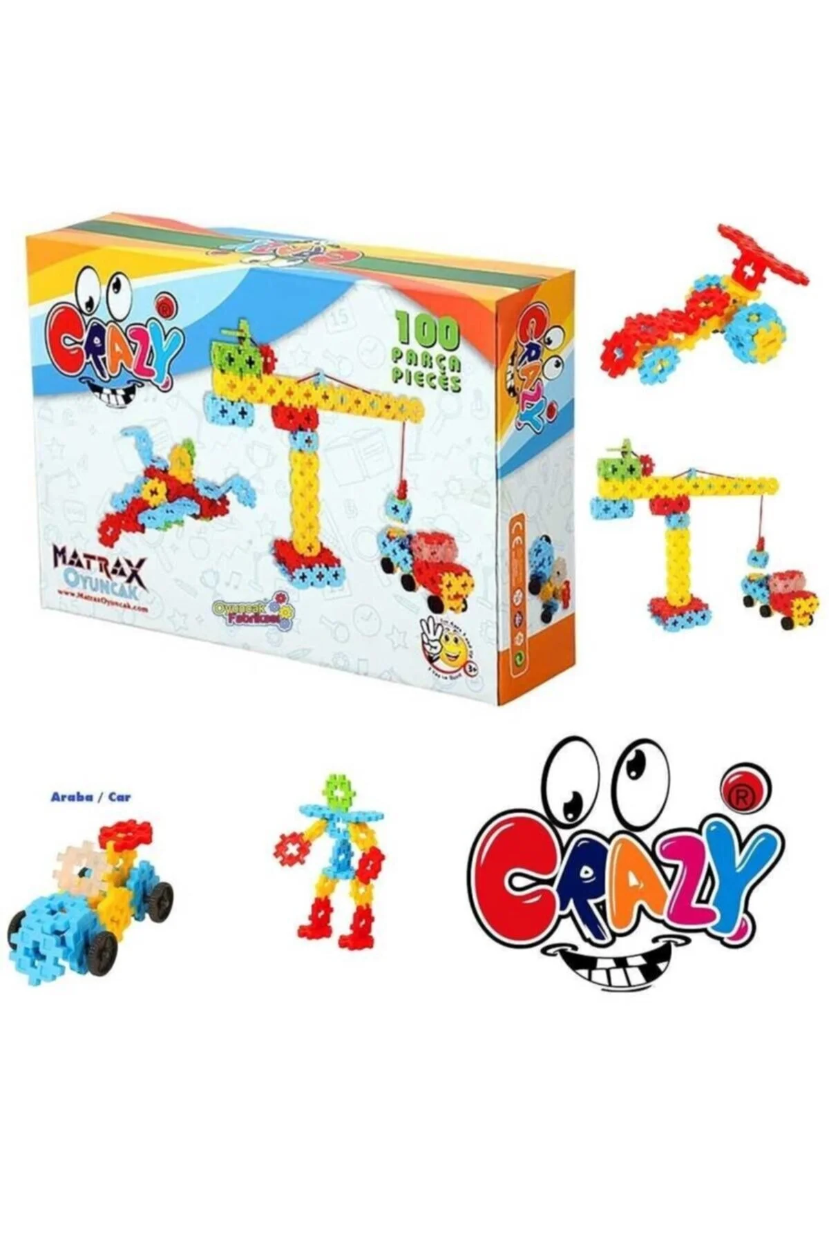 اسباب بازی های فیگور دیگر مجموعه 100 عددی اسباب‌بازی ساختمانی هوشمند آموزشی MATRAX CRAZY Genel Markalar