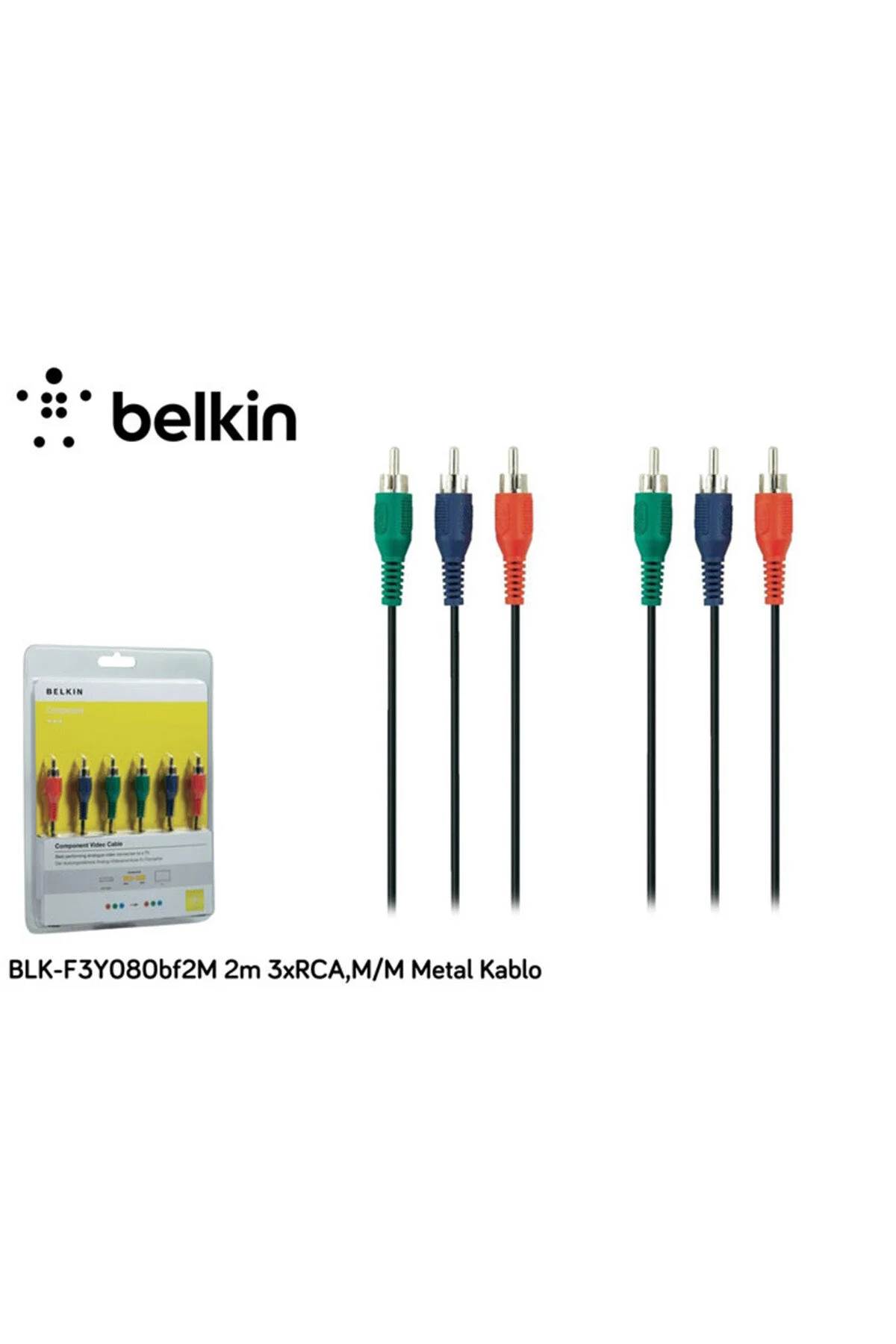 قطعات یدکی کامپیوتر مردانه و زنانه BLK F3Y080BF2M 2 متر 3XRCA کابل فلزی M Belkin