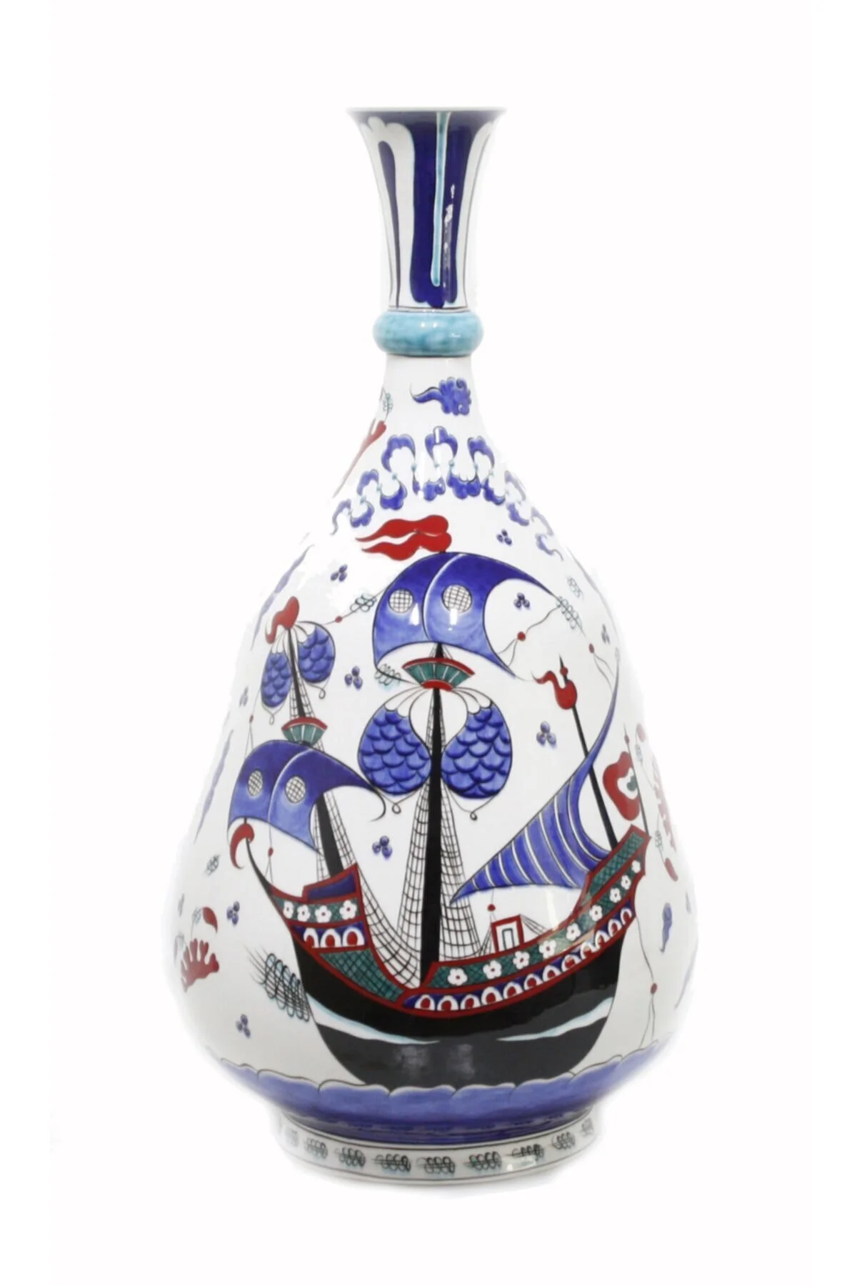 گلدان چند رنگ مردانه و زنانه دکوری دکوراسیون Kalyon Iznik Vase 25X32 سانتی متر است  OTANTİK ÇİNİ