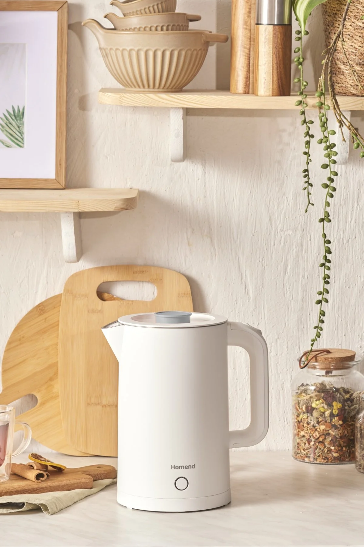 کتری برقی و گرم کن آب نقره‌ای Heatrow Cool Touch 1618H Double Wall Silent Xl بخاری نقره ای  HOMEND