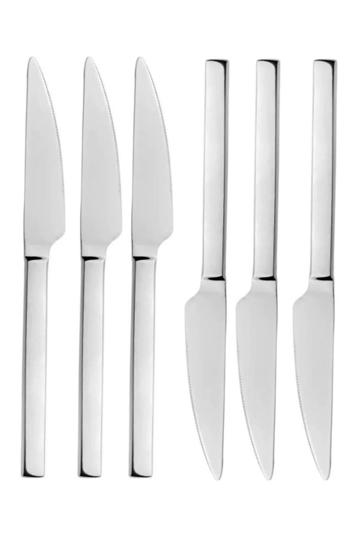 چاقو و ست کیک نقره ای روشن مجموعه چاقوی شیرین صبحانه استیل ضد زنگ 6 قطعه جعبه Kitchen Design Lab