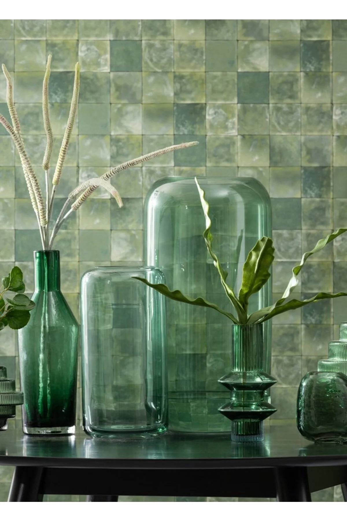 گلدان سبز شیشه ای سیلندر L Laromita Decoration