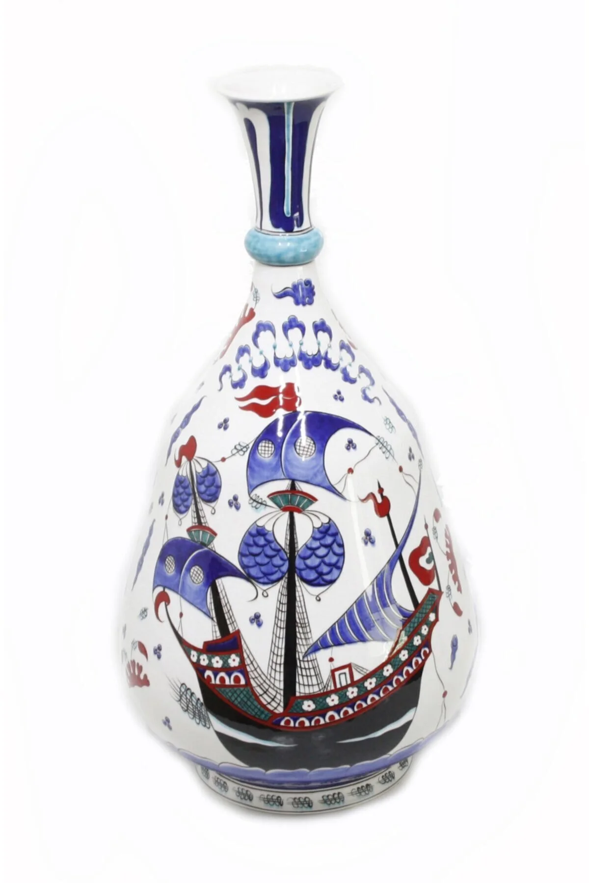 گلدان چند رنگ مردانه و زنانه دکوری دکوراسیون Kalyon Iznik Vase 25X32 سانتی متر است  OTANTİK ÇİNİ