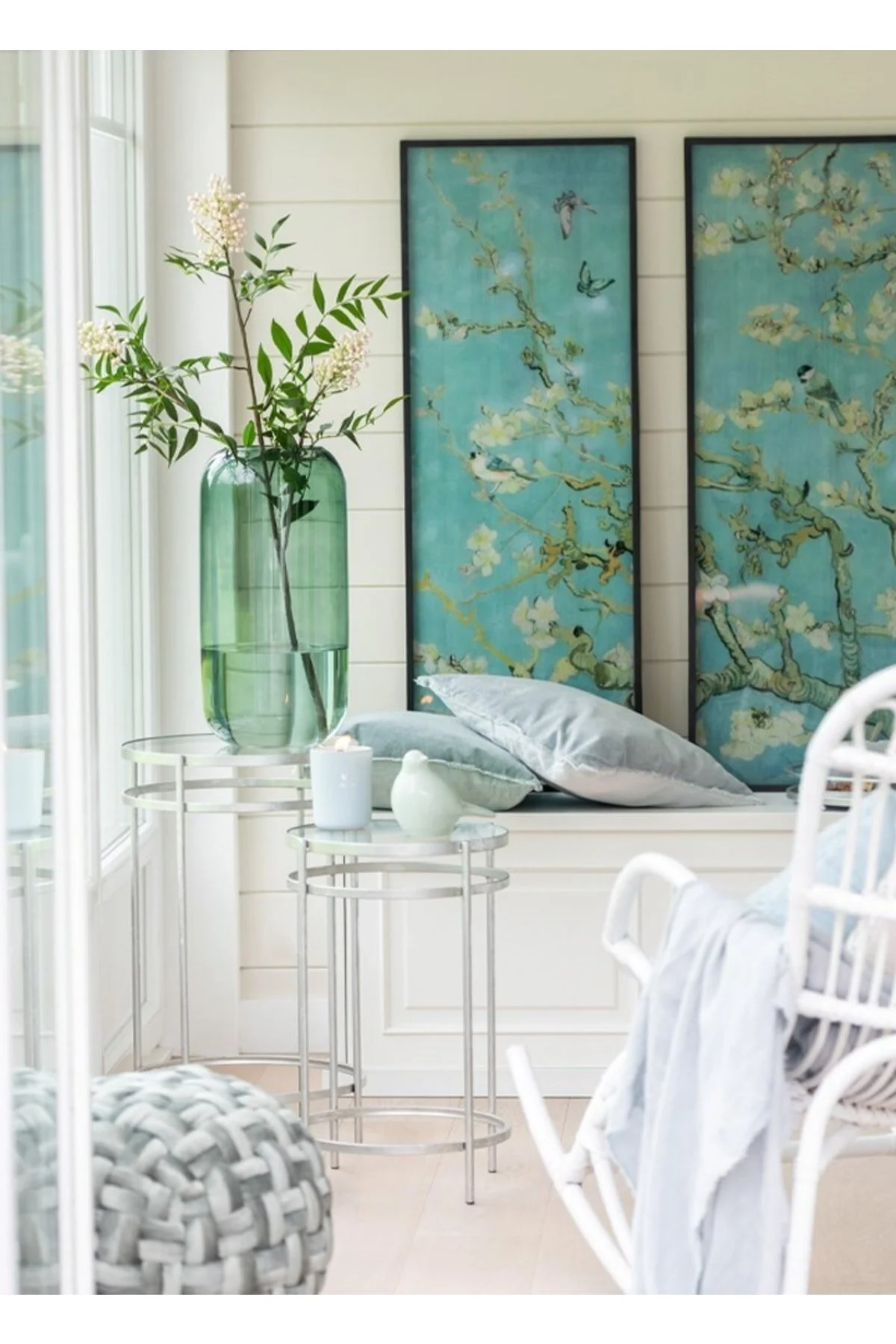 گلدان سبز شیشه ای سیلندر L Laromita Decoration