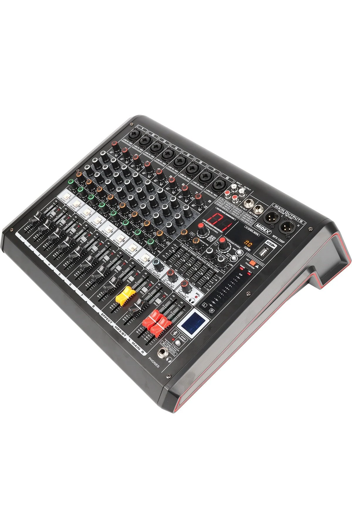 میکسر استودیویی مردانه و زنانه قدرت MPX 1200P AMP 8 کانال 2X600W MULTI EFFECT BT EQ USB Midex