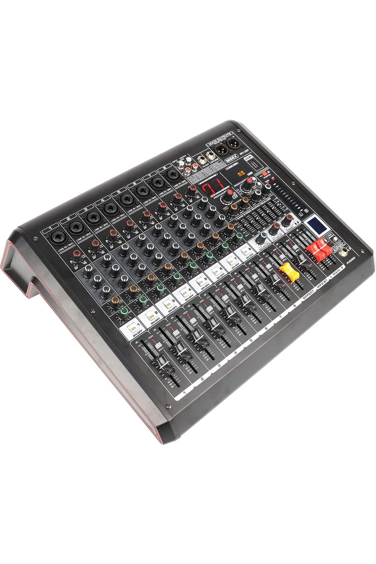 میکسر استودیویی مردانه و زنانه قدرت MPX 1200P AMP 8 کانال 2X600W MULTI EFFECT BT EQ USB Midex