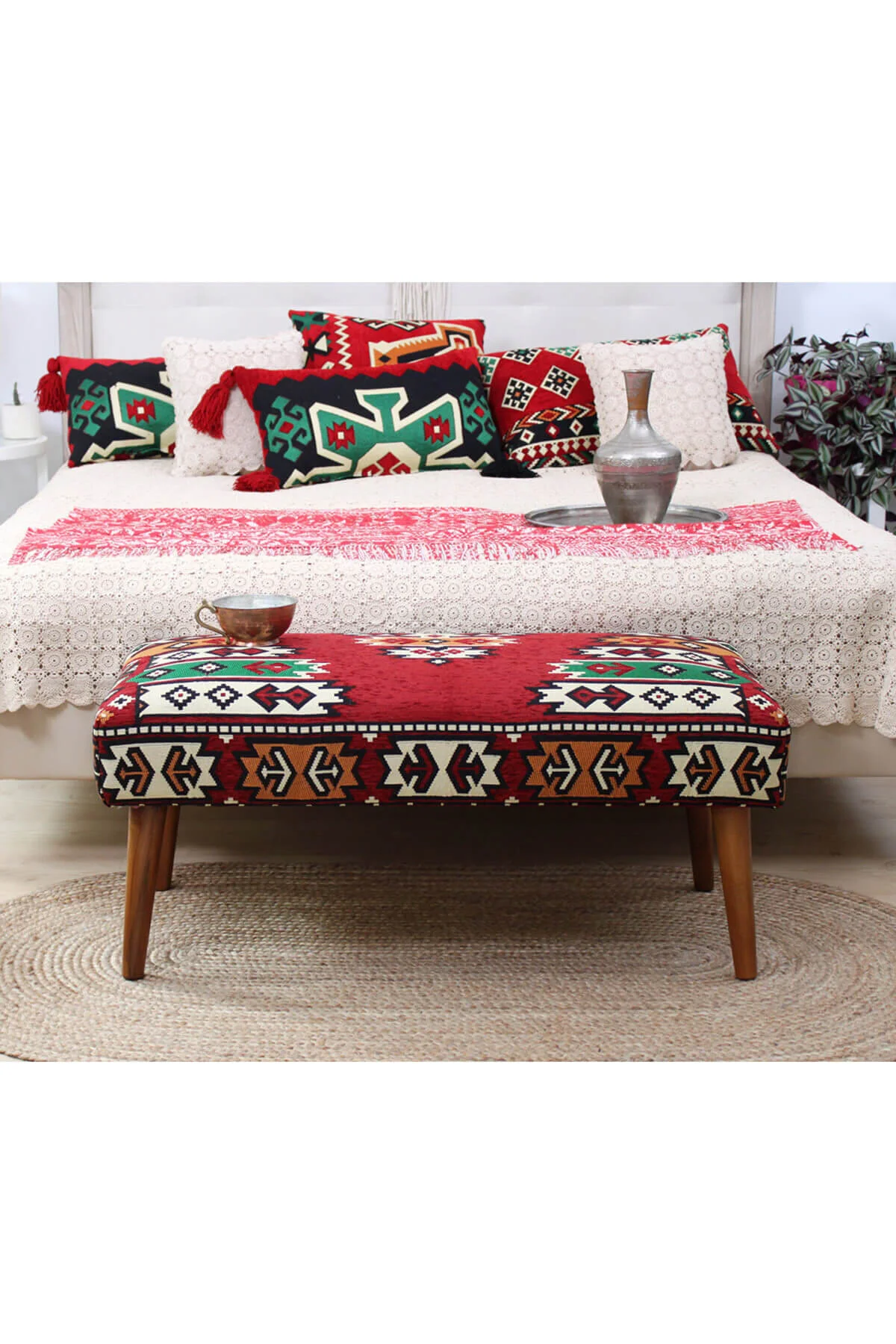 پاف و نیمکت ویزیر KILIM BENCH PUFF HITTITE Lorence Home
