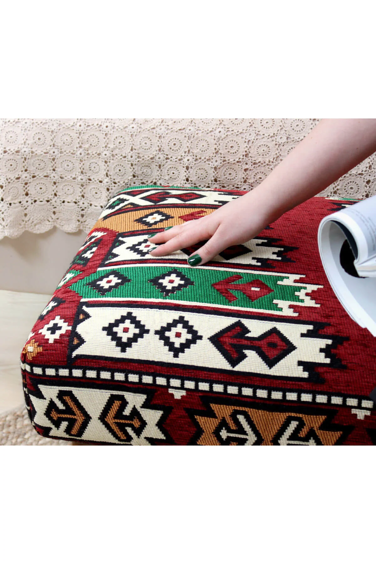 پاف و نیمکت ویزیر KILIM BENCH PUFF HITTITE Lorence Home