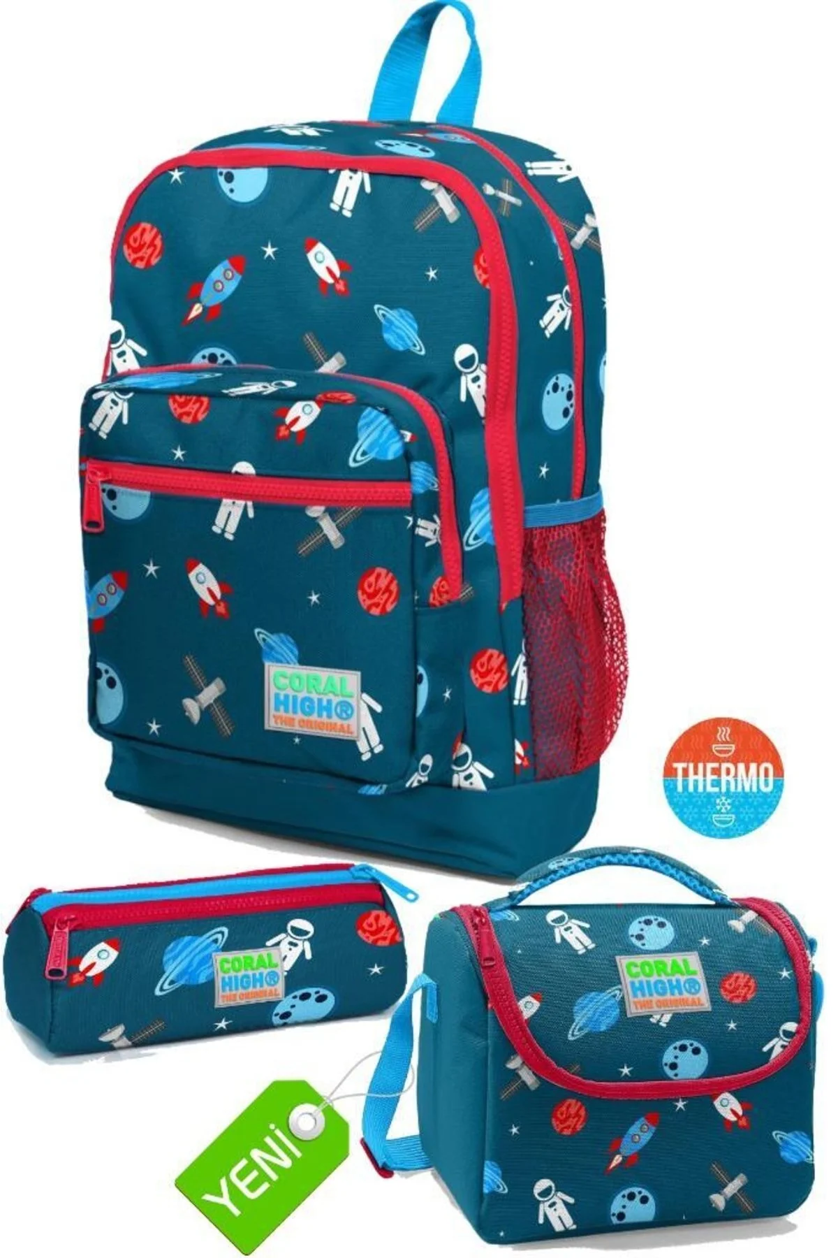 کیف مدرسه کوله پشتی طرحدار CIVIT RED SPACE THERMO NUTRITION جای قلم ست 3 تکه GO23116SET02 Coral High
