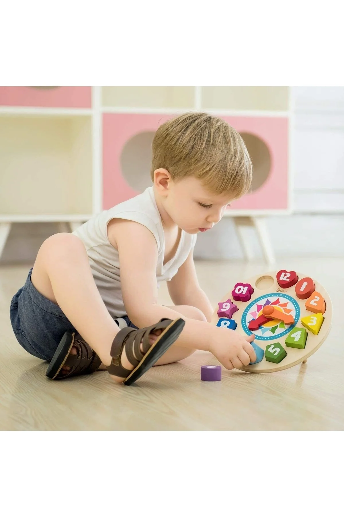 اسباب بازی های چوبی چند رنگ آموزش ساعت Calimera Toys Classic World