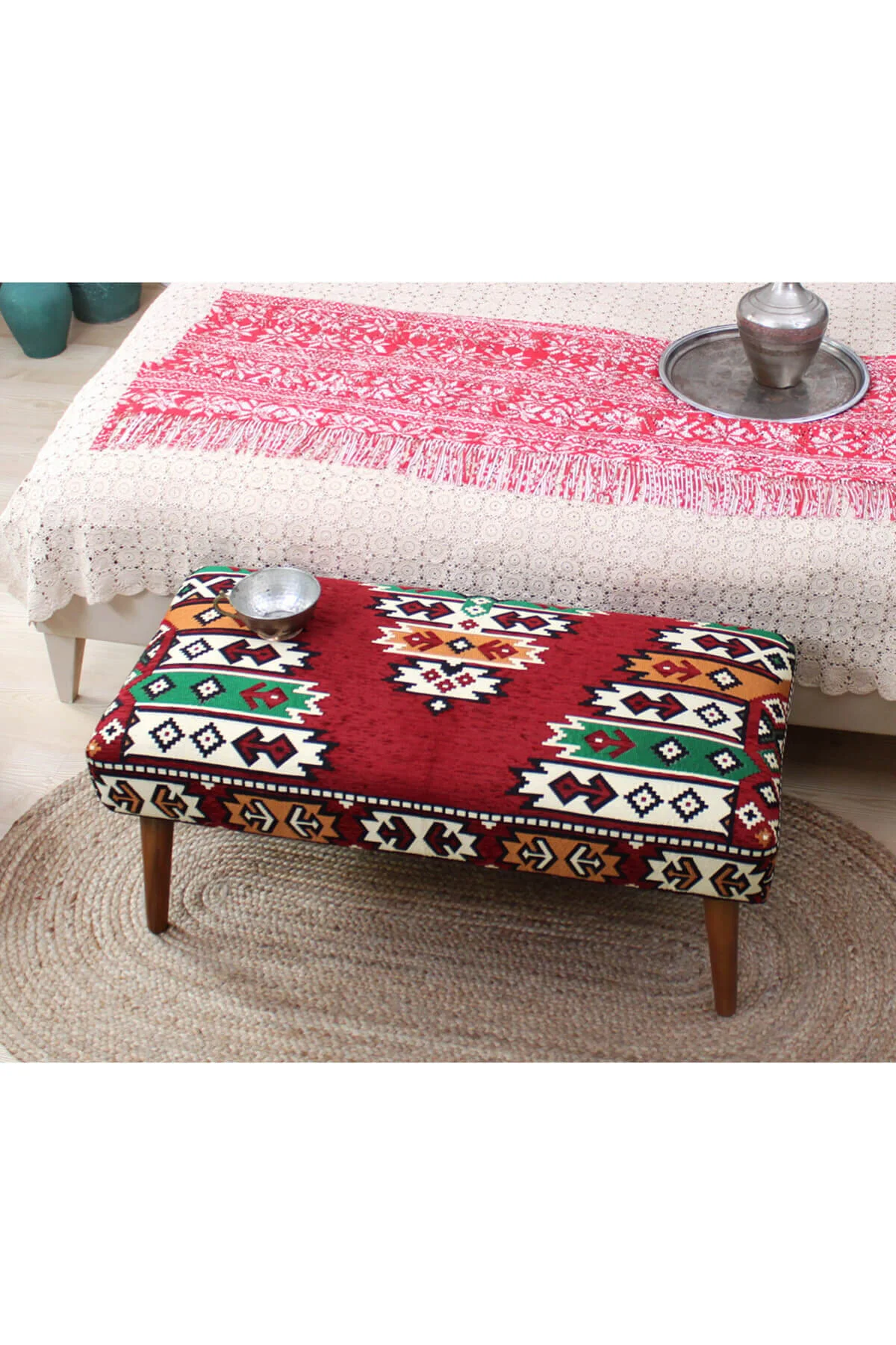 پاف و نیمکت ویزیر KILIM BENCH PUFF HITTITE Lorence Home