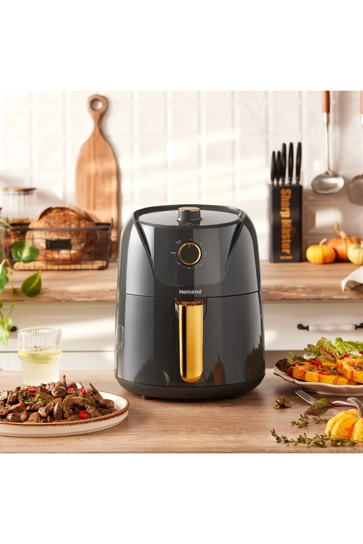 سرخ کن خاکستری Airfryday 2505H 8 برنامه ریزی شده مختلف 43 لیتر آنتراسیت Airfryer  HOMEND