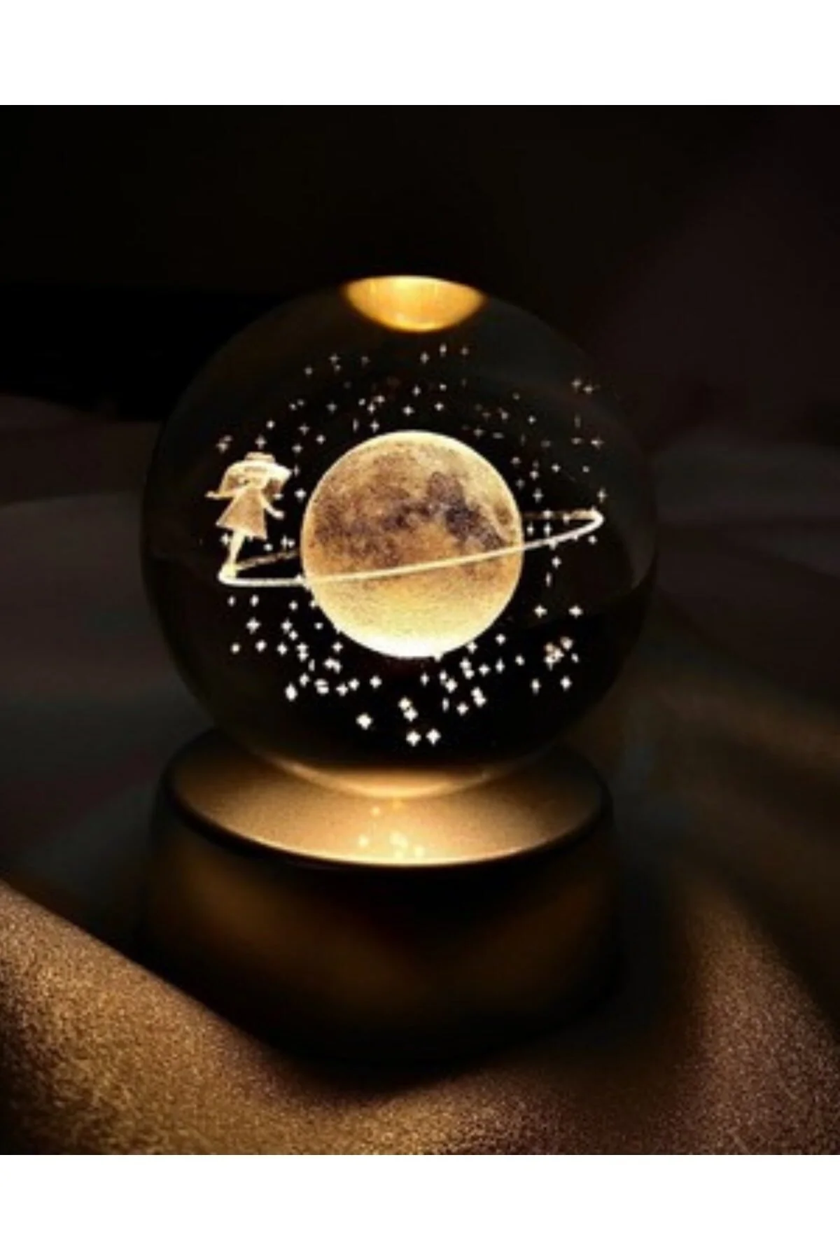 گوی برفی SATURN GLASS GLOBE GIRL در حال تغییر رنگ گلوب شیشه ای تزئینی درخشان از ترکیه HediyeFilesi
