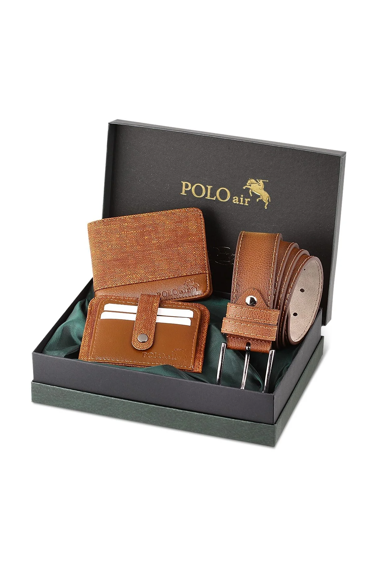 ست لوازم جانبی مردانه BOXED SPORTS TABA MEN'S WALLET BELT CARD HOLDER polo air