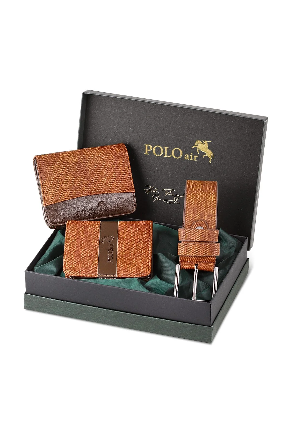 ست لوازم جانبی مردانه BOXED SPORTS TABA MEN'S WALLET BELT CARD HOLDER polo air