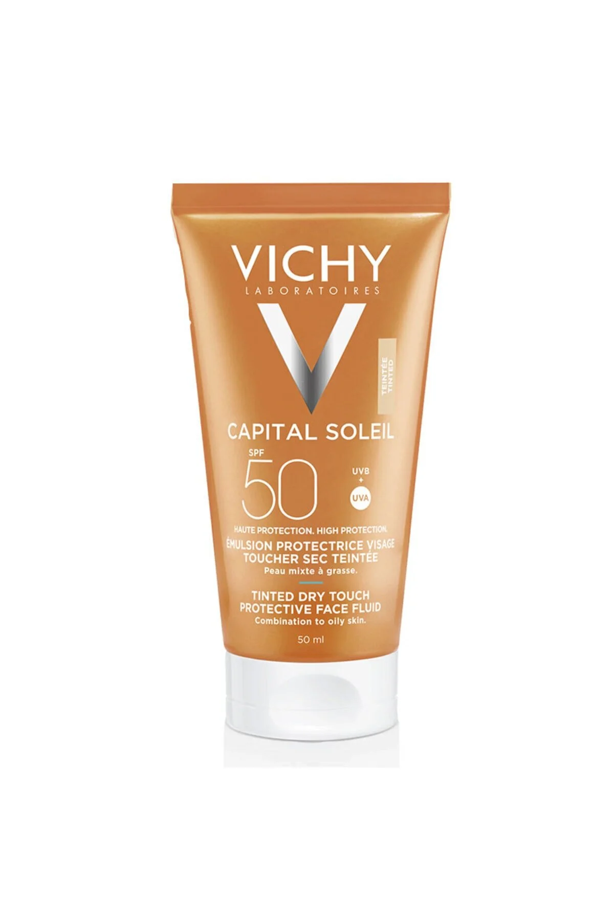 کرم ضد آفتاب صورت محافظ در برابر پیری زودرس و لکه های تیره SPF50+ امولسیون BB 50 میل رنگ ویشی Vichy