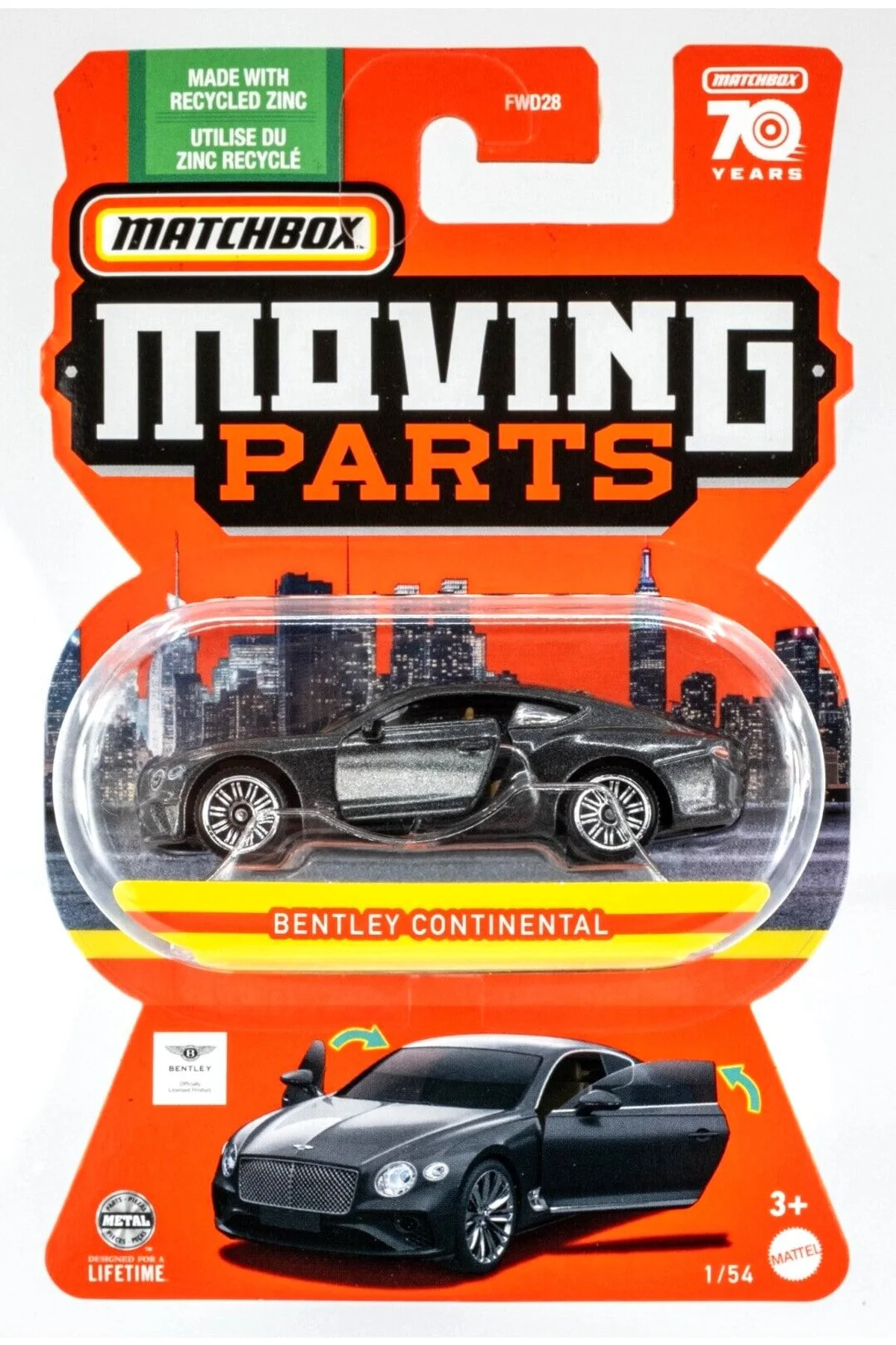 ماشین اسباب بازی Bentley Continental Moving Parts 70 Years 1 54 Openable Metal Car FWD28 Matchbox