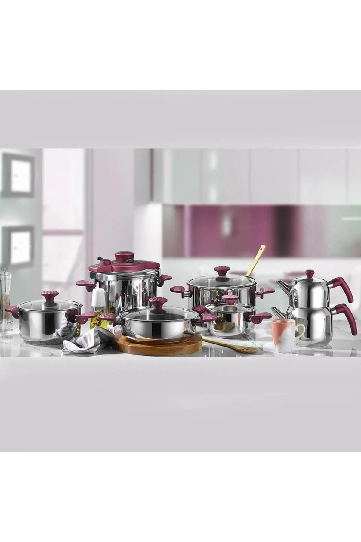 قابلمه CAPRICE 13 PRCH STEEL HEAD SET BURGUNDY Kütahya Porselen
