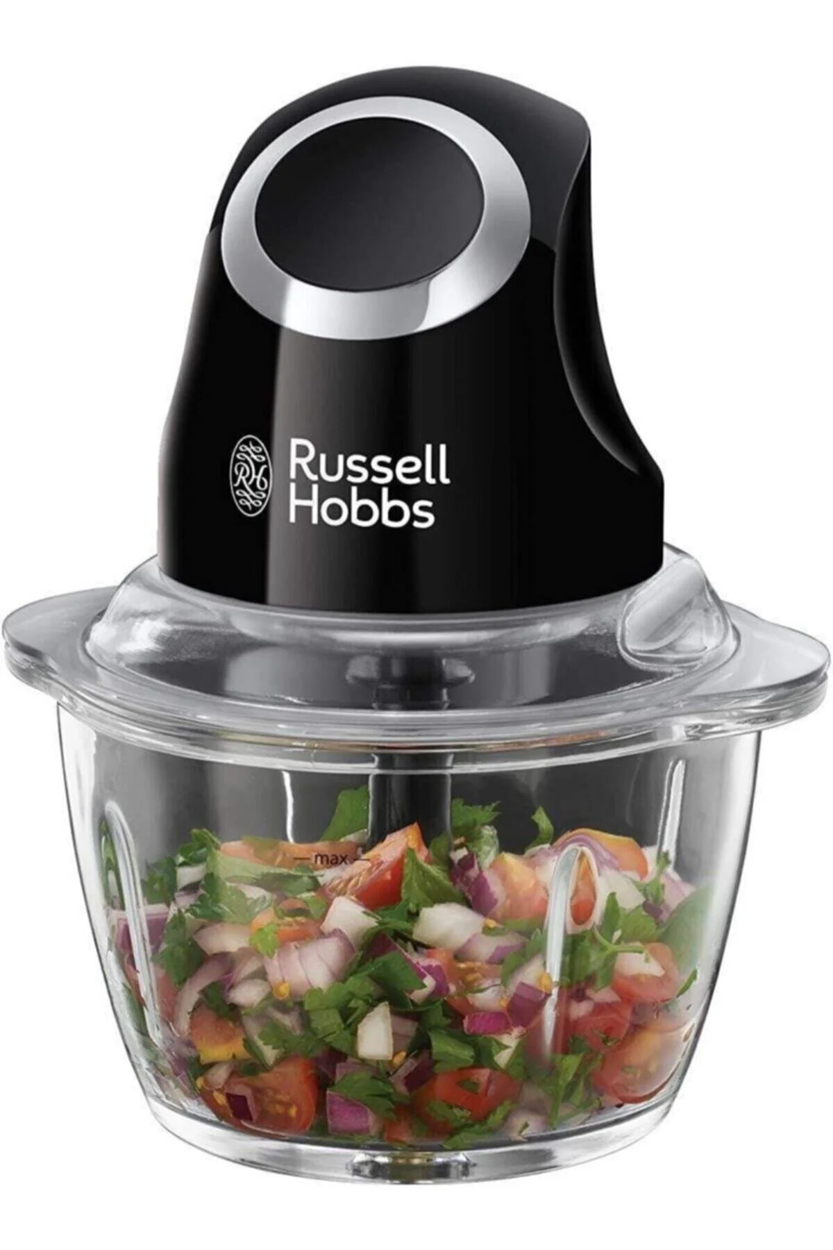 خردکن و غذا ساز کوچک مشکی شیشه 500 میلی لیتری دکمه یک دست 24662 56 اورجینال Russell Hobbs