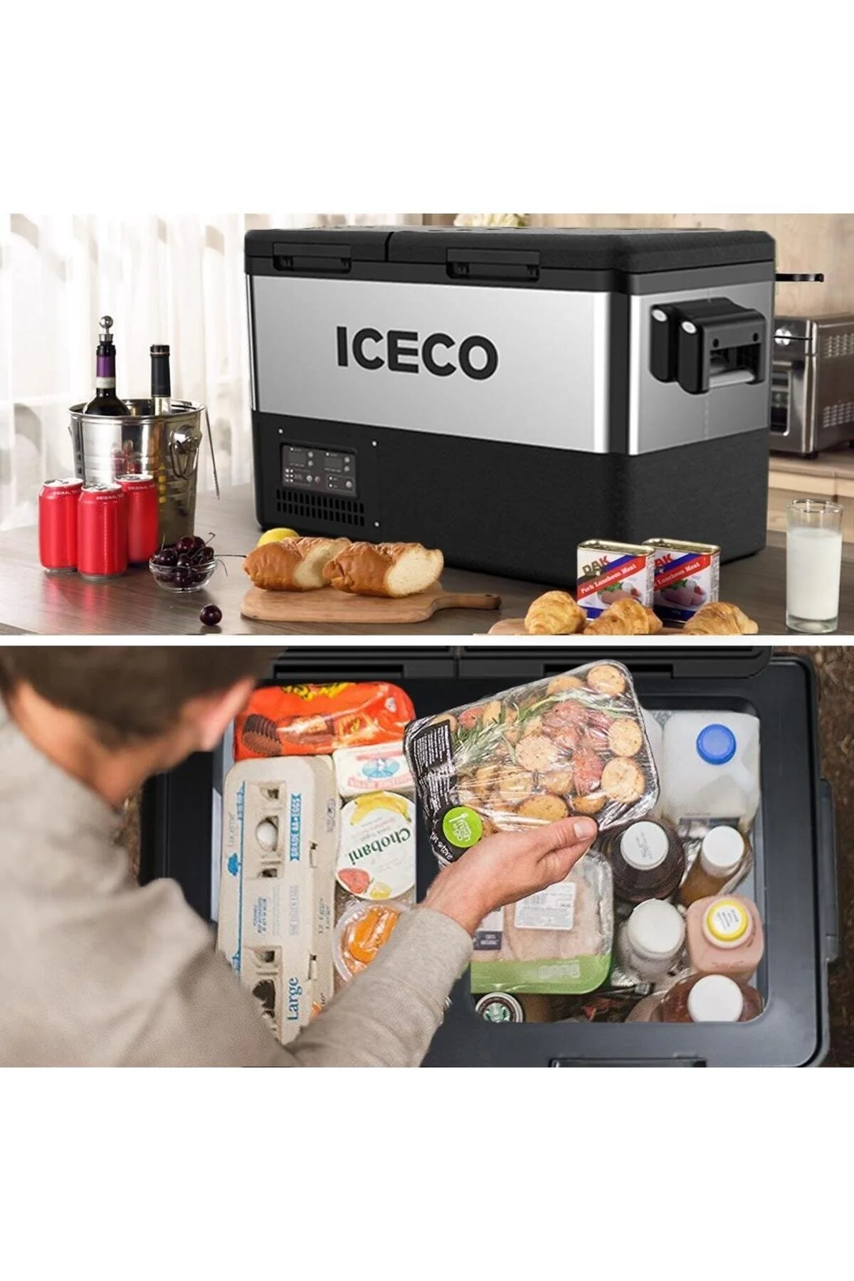 یخچال خودرو TCD55 12 24VOLT 55 لیتر کمپرسور دوگانه در فضای باز و فریزر انجماد ICECO