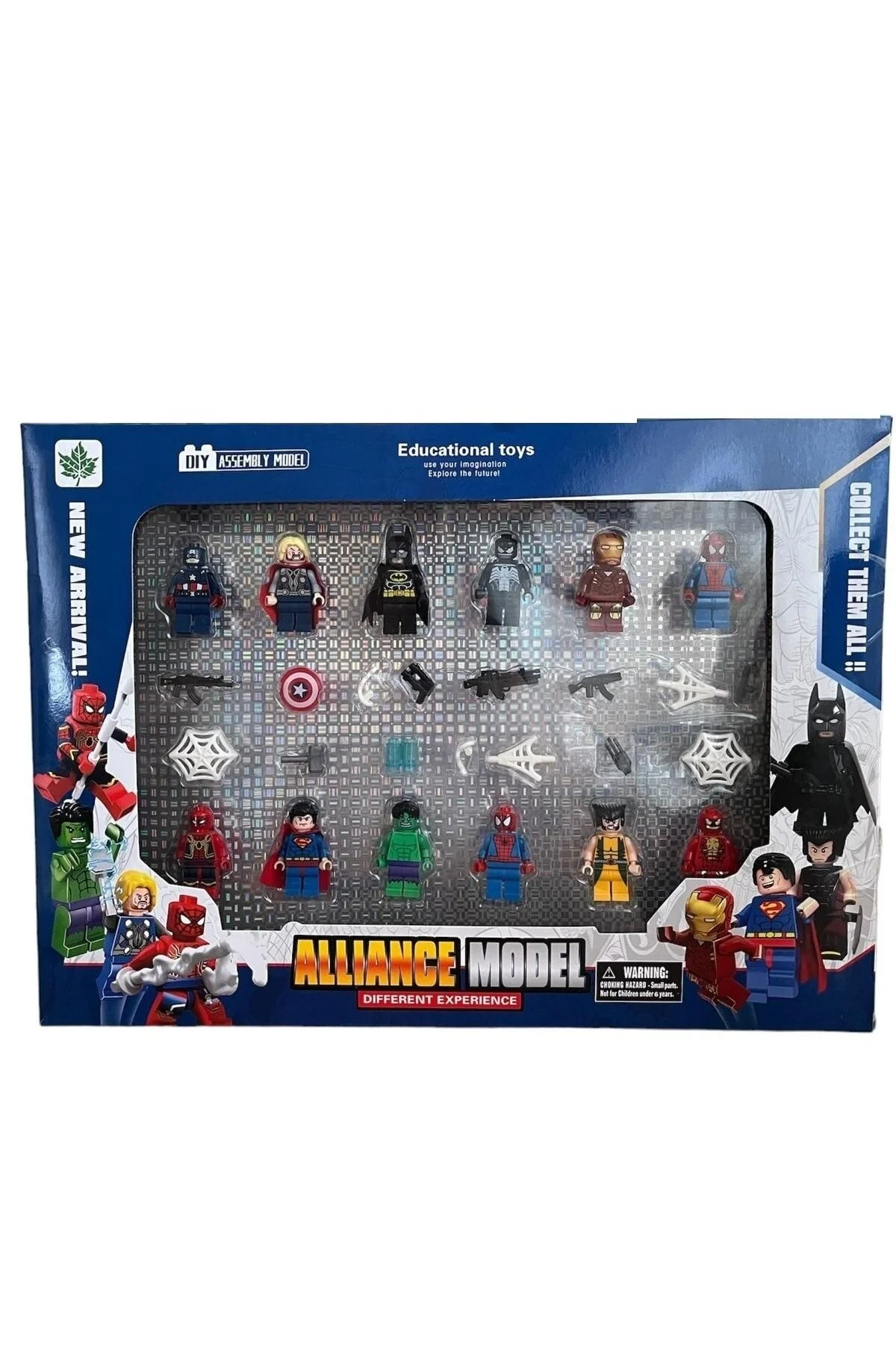اسباب بازی های فیگور دیگر SPIDERMAN CAPTAIN AMERICA THOR BATMAN HULK 26 PIECE TOY JOYFUL CHİLD