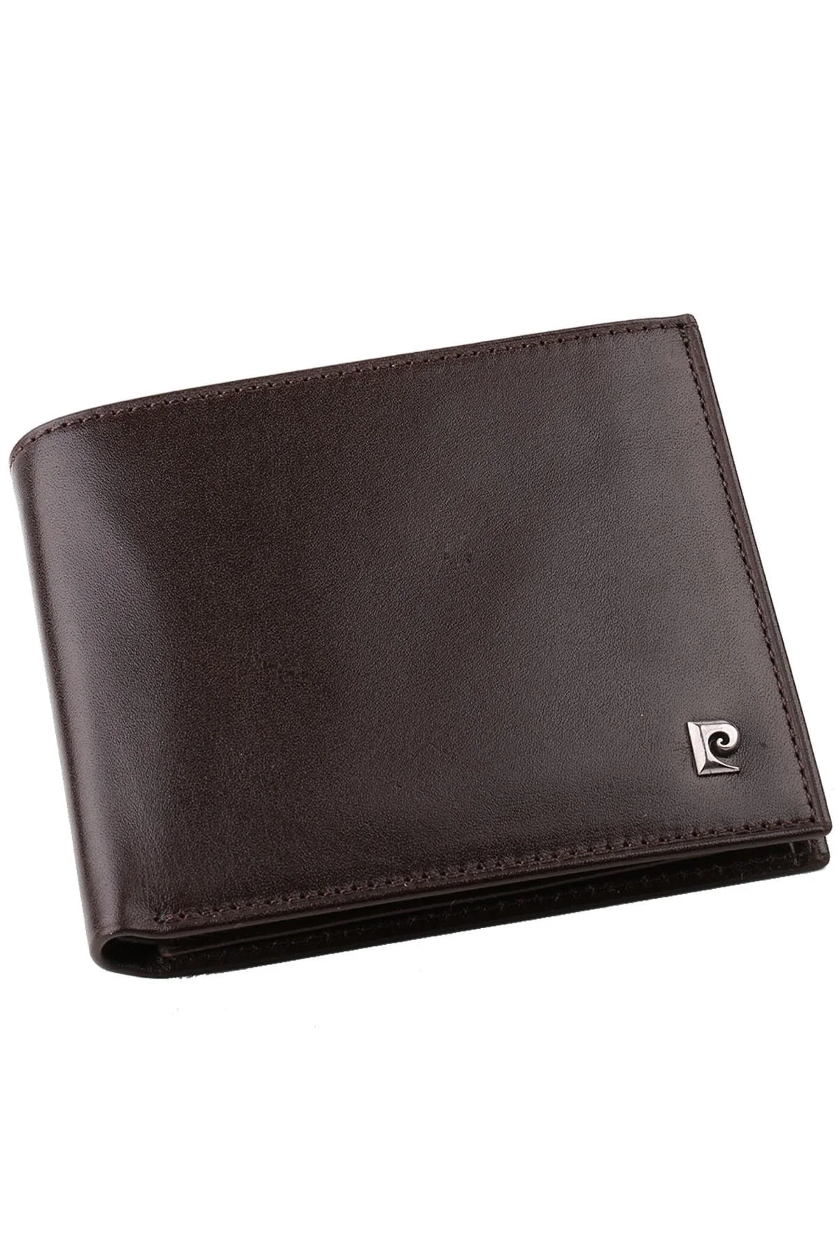 کیف پول چرمی مردانه قهوه‌ ای لوگو دار Pierre Cardin