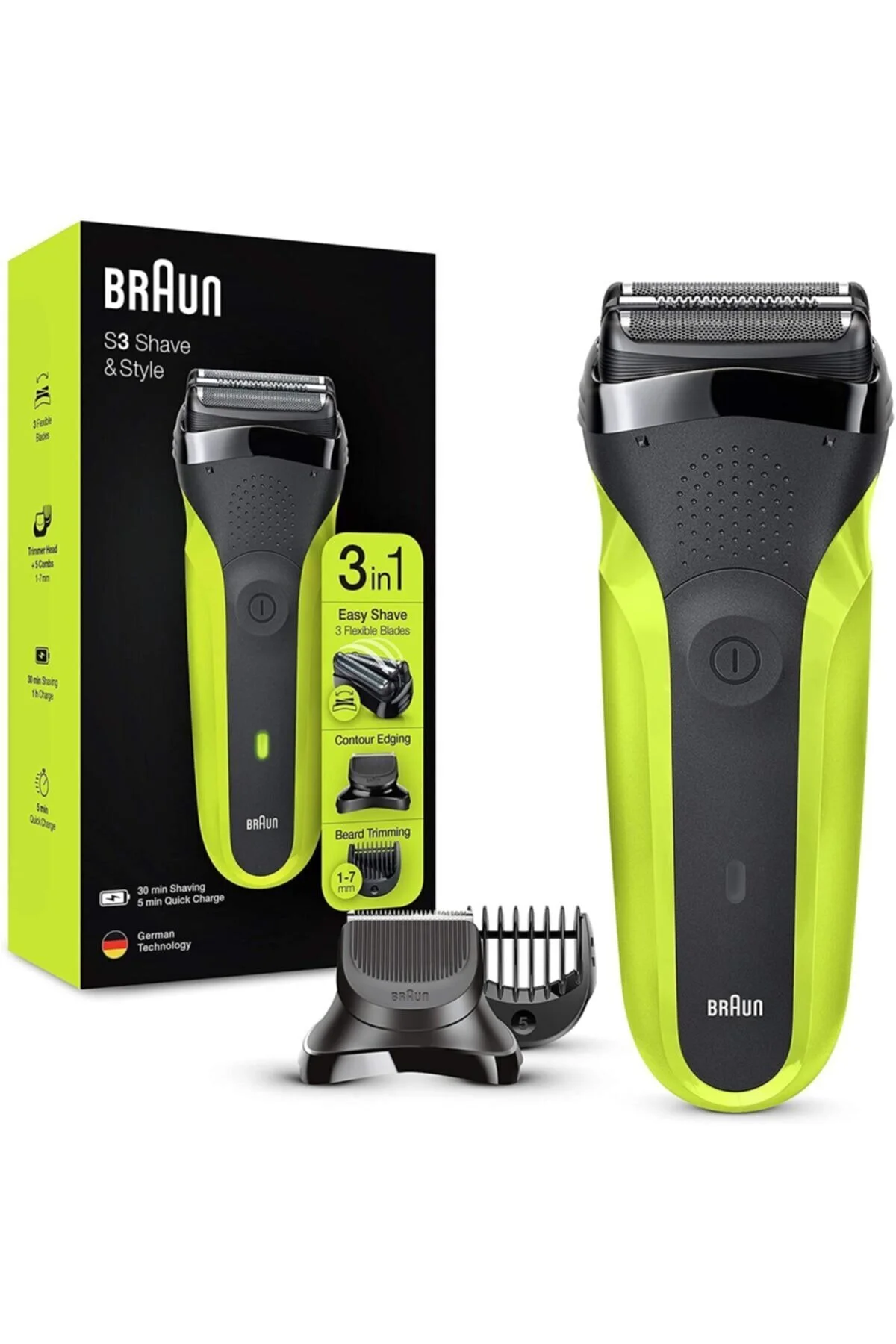 ماشین اصلاح 3 سری 300 BT VTGRN IS 1 دستگاه بی سیم و خشک است براون اورجینال Braun