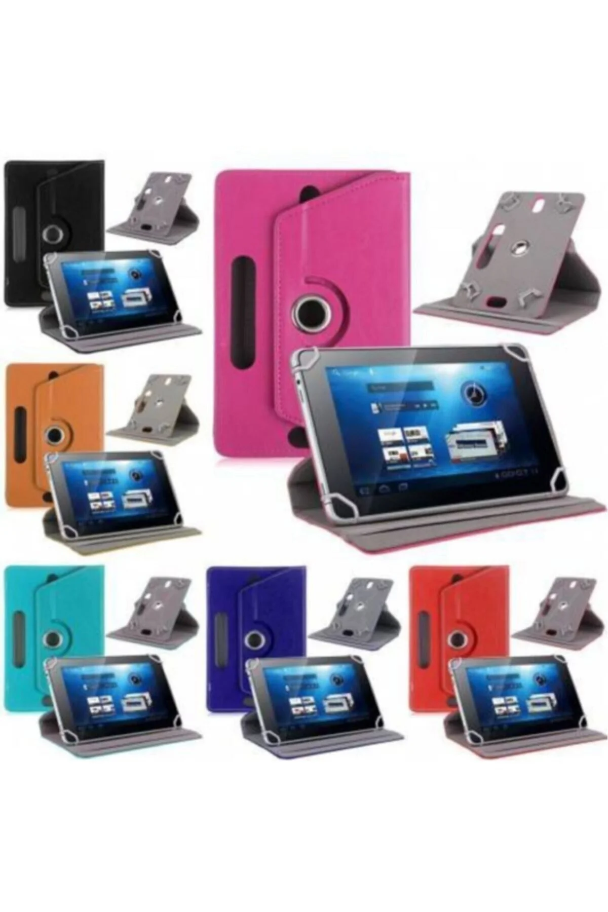 کاور تبلت کیف جهانی با روکش و پایه قابل چرخش 360 درجه سازگار VESTEL V TAB Z1 10.1 اینچی Genel Markalar